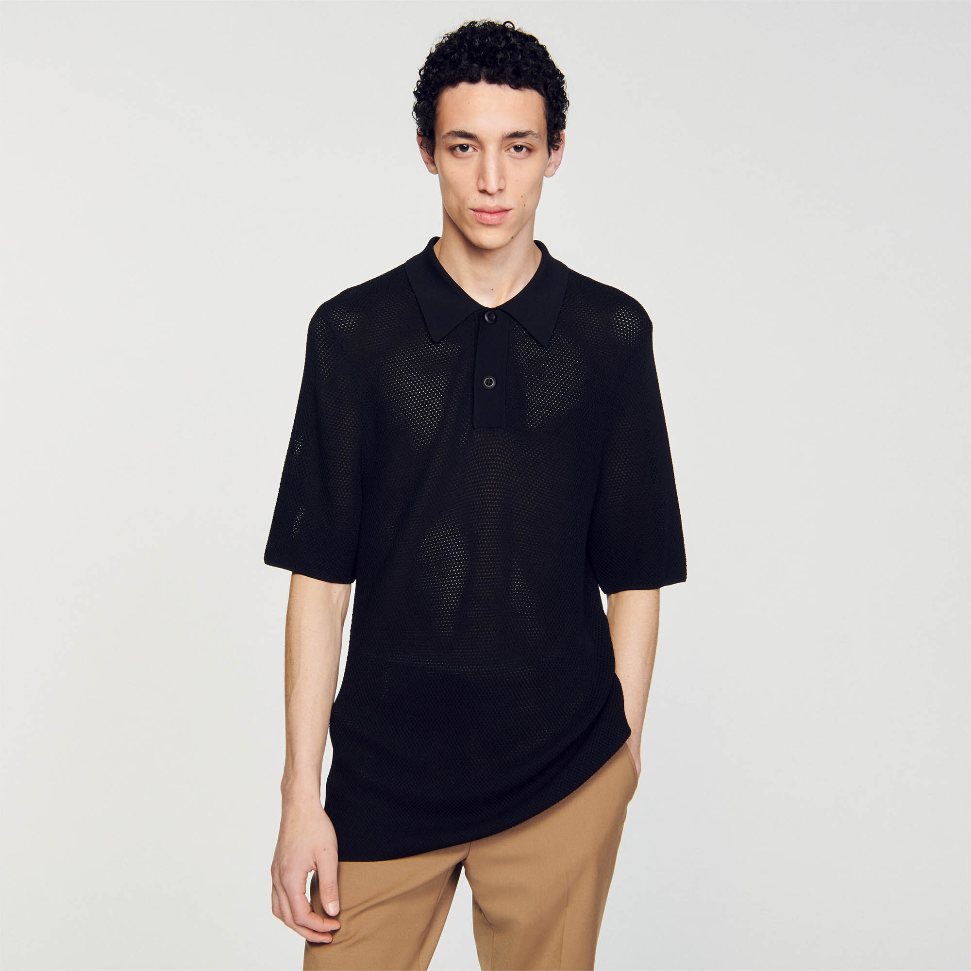 OPENWORK KNIT POLO SHIRT - 5
