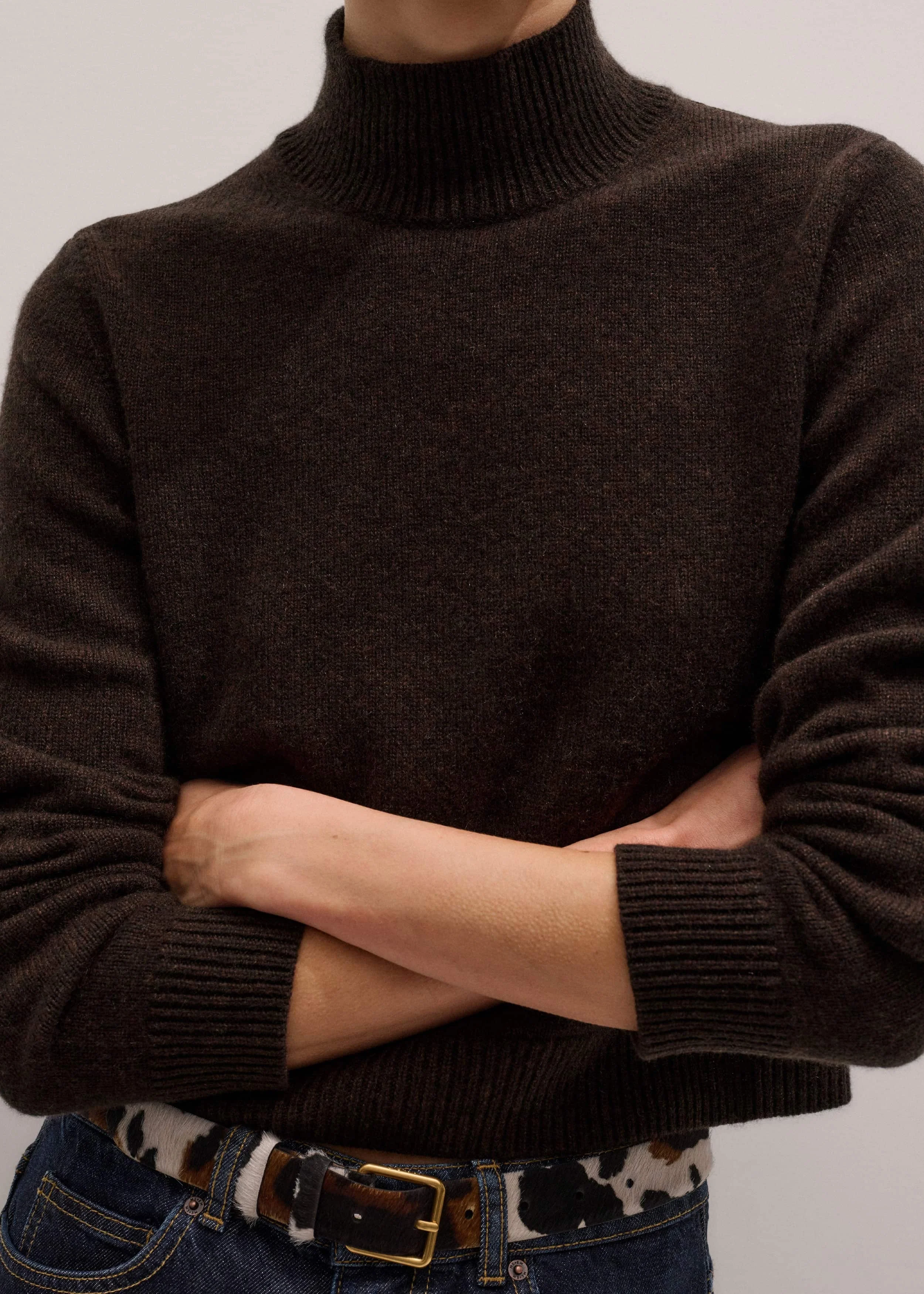 High Neck Crop Sweater - 1