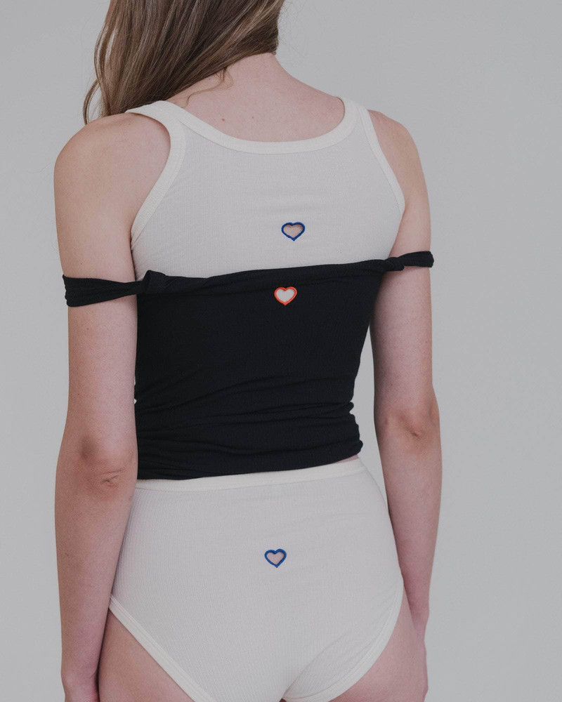 Heart Highwaist Bell Pants - Fine Organic Cotton Rib 3