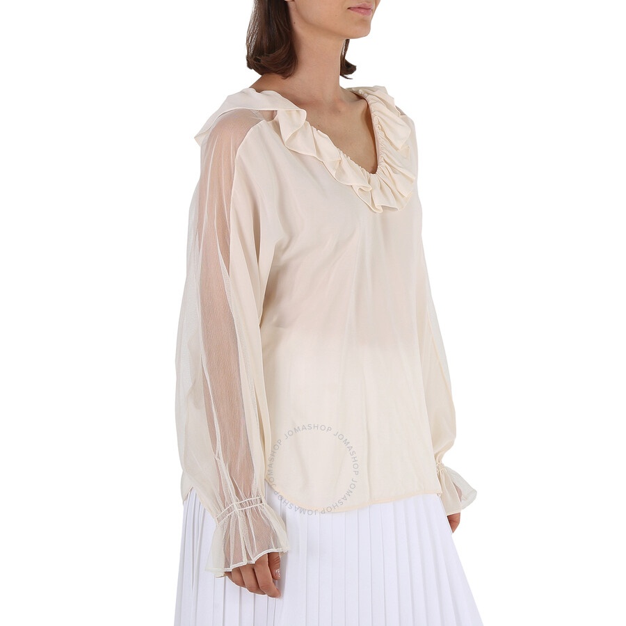 Stella McCartney Ladies Knit Tops Tops White Ruffle Top Cut Shld, Brand Size 40 (US Size 6) - 2