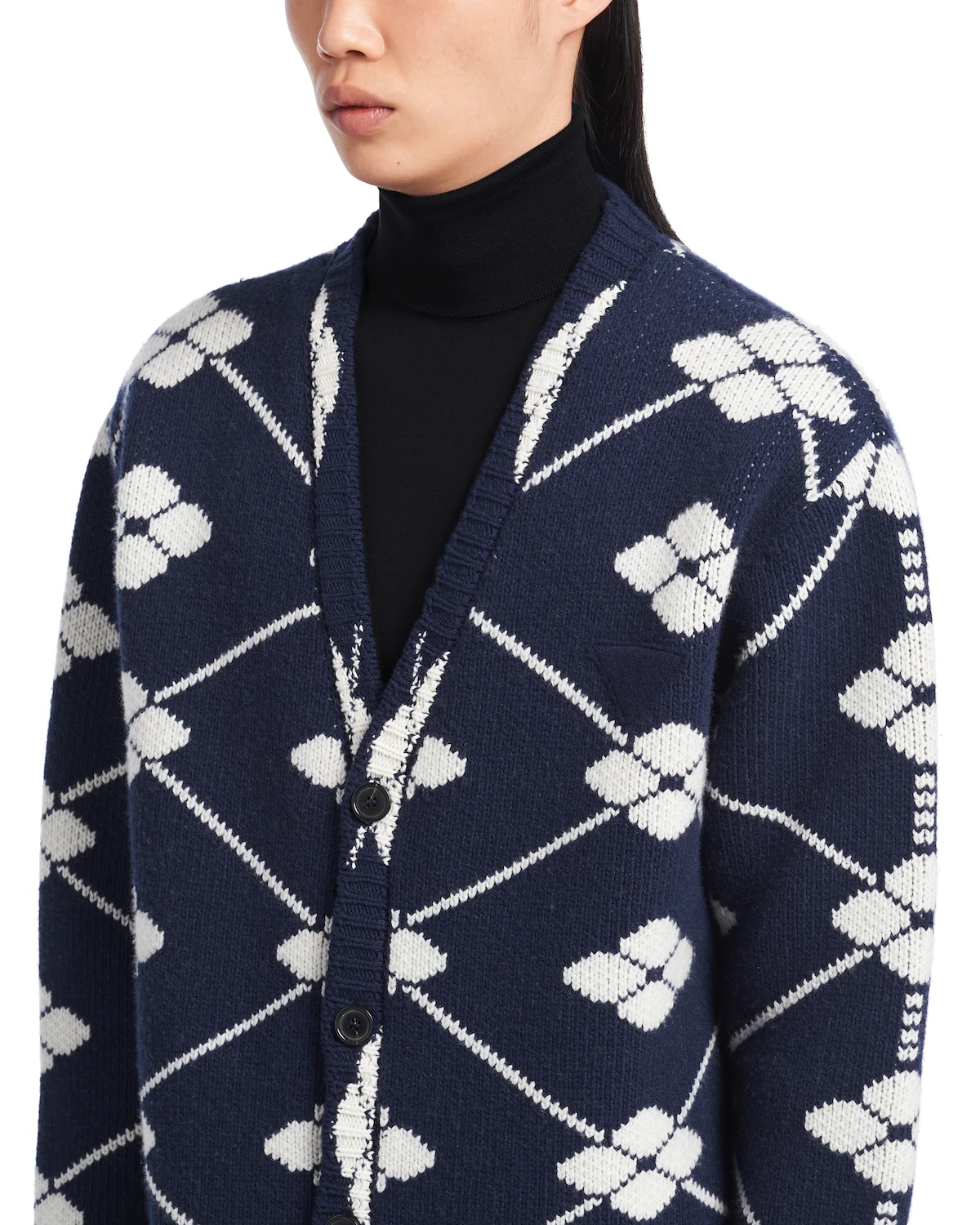 Jacquard wool and cashmere cardigan - 5