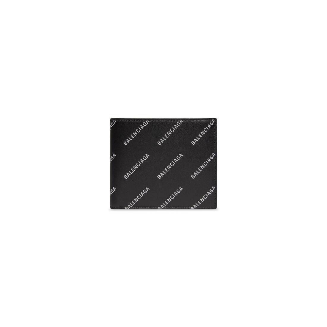 Men's Cash Square Folded Wallet With Reflective Allover Logo in Black - 1