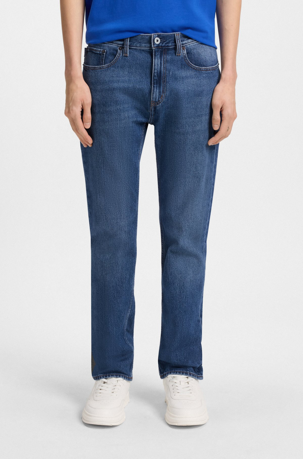 SLIM-FIT JEANS IN BLUE STRETCH DENIM - 2