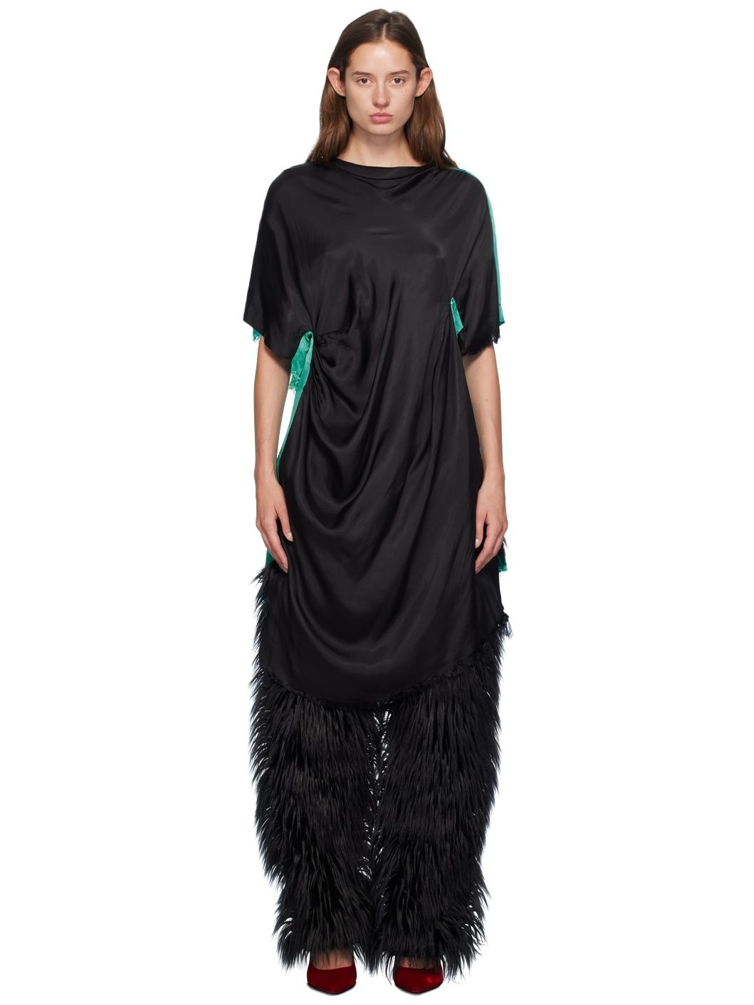 Black & Green Shadow Midi Dress - 1