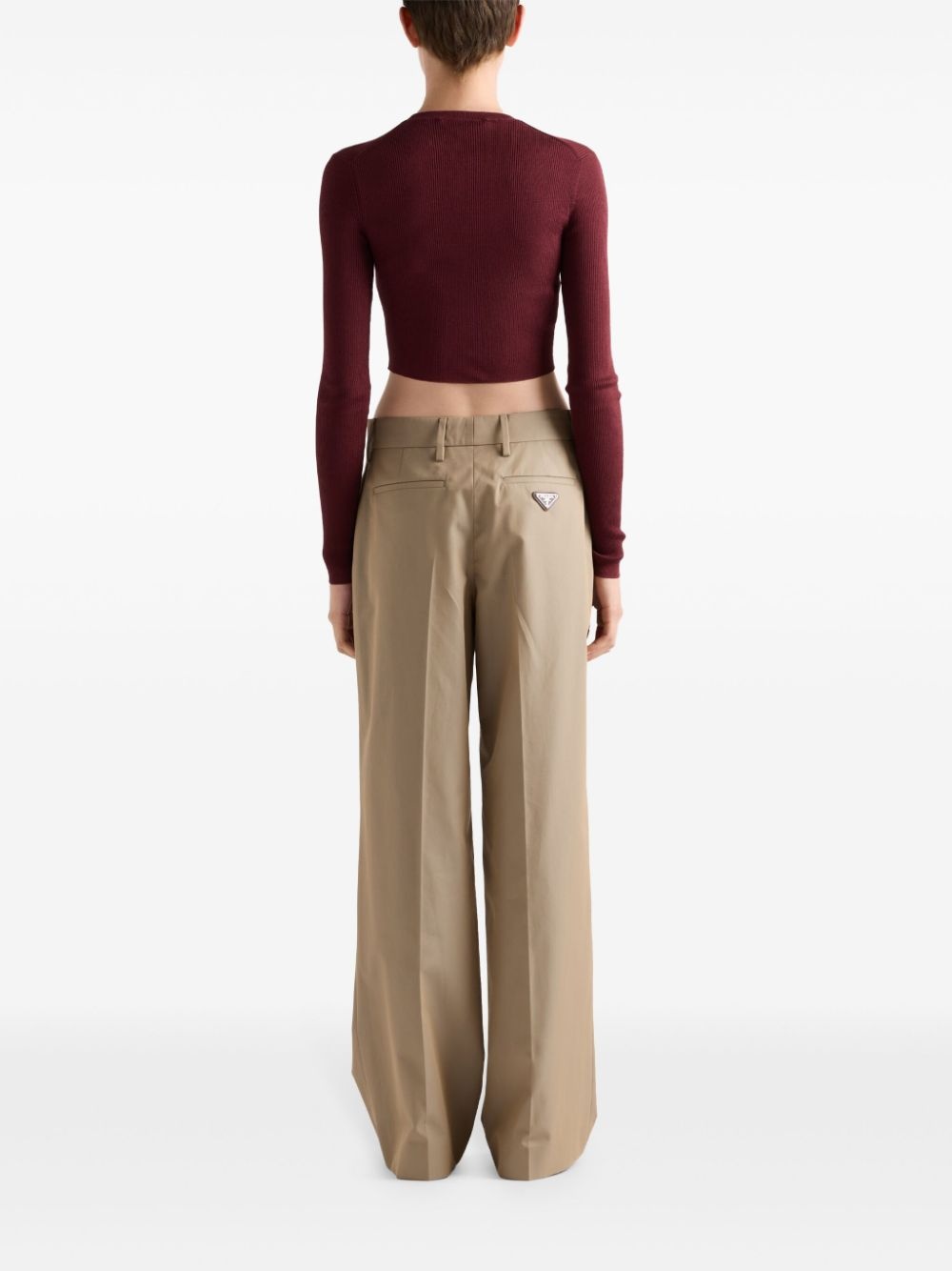 intarsia-knitted logo silk top - 3