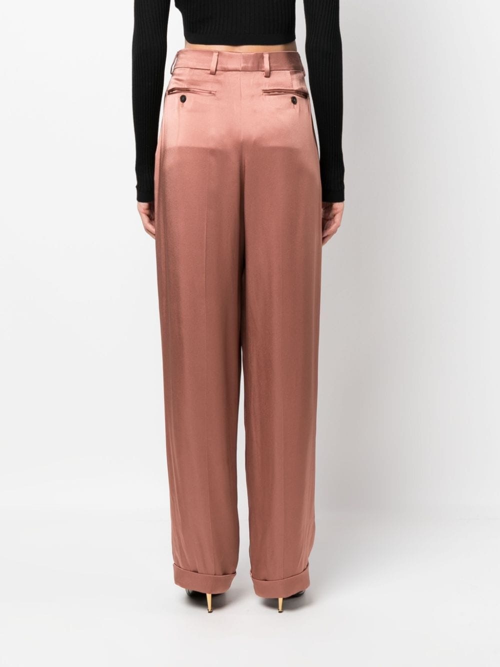 wide-leg satin trousers - 4