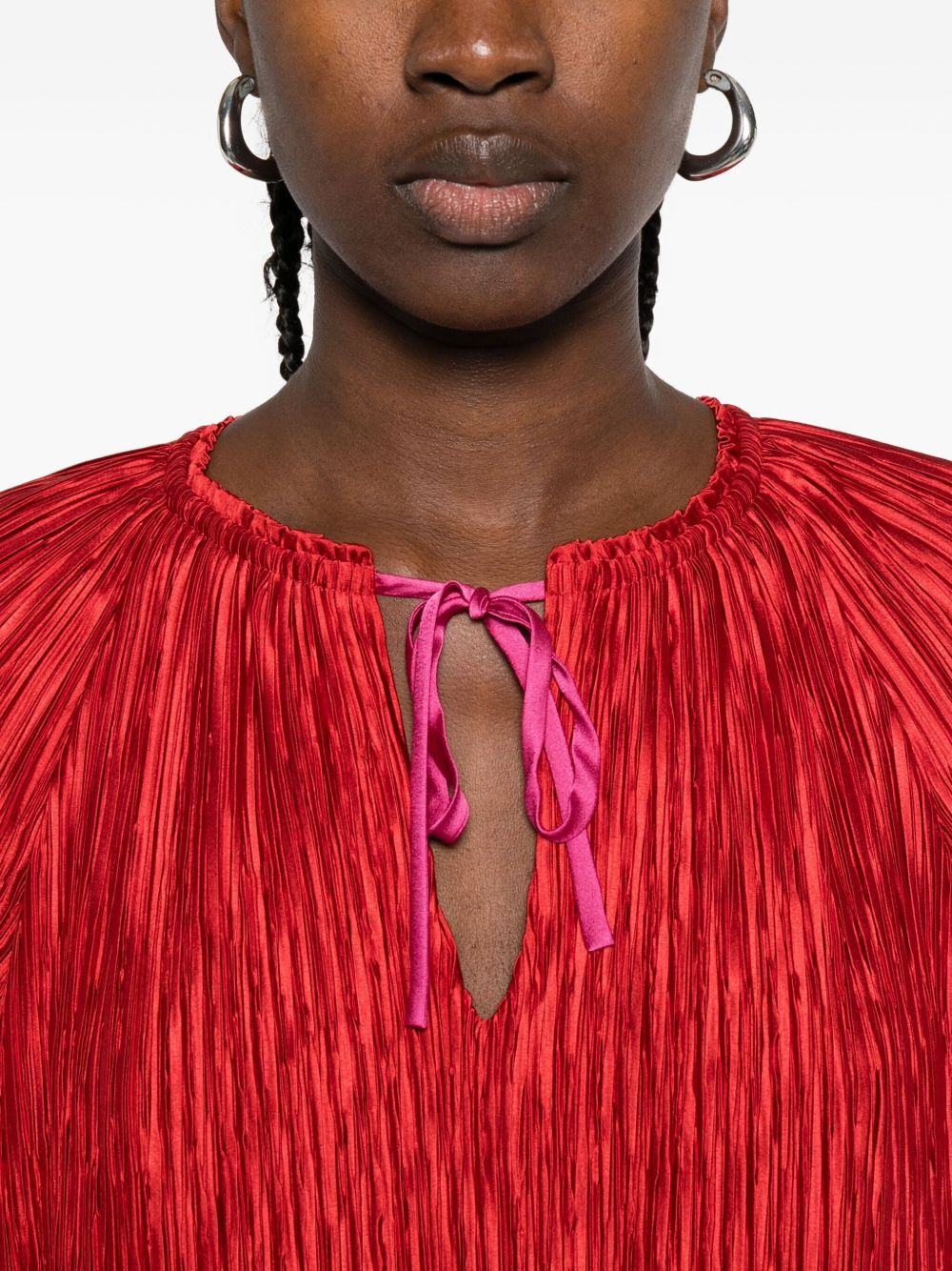 plissé ruffled mini dress - 5