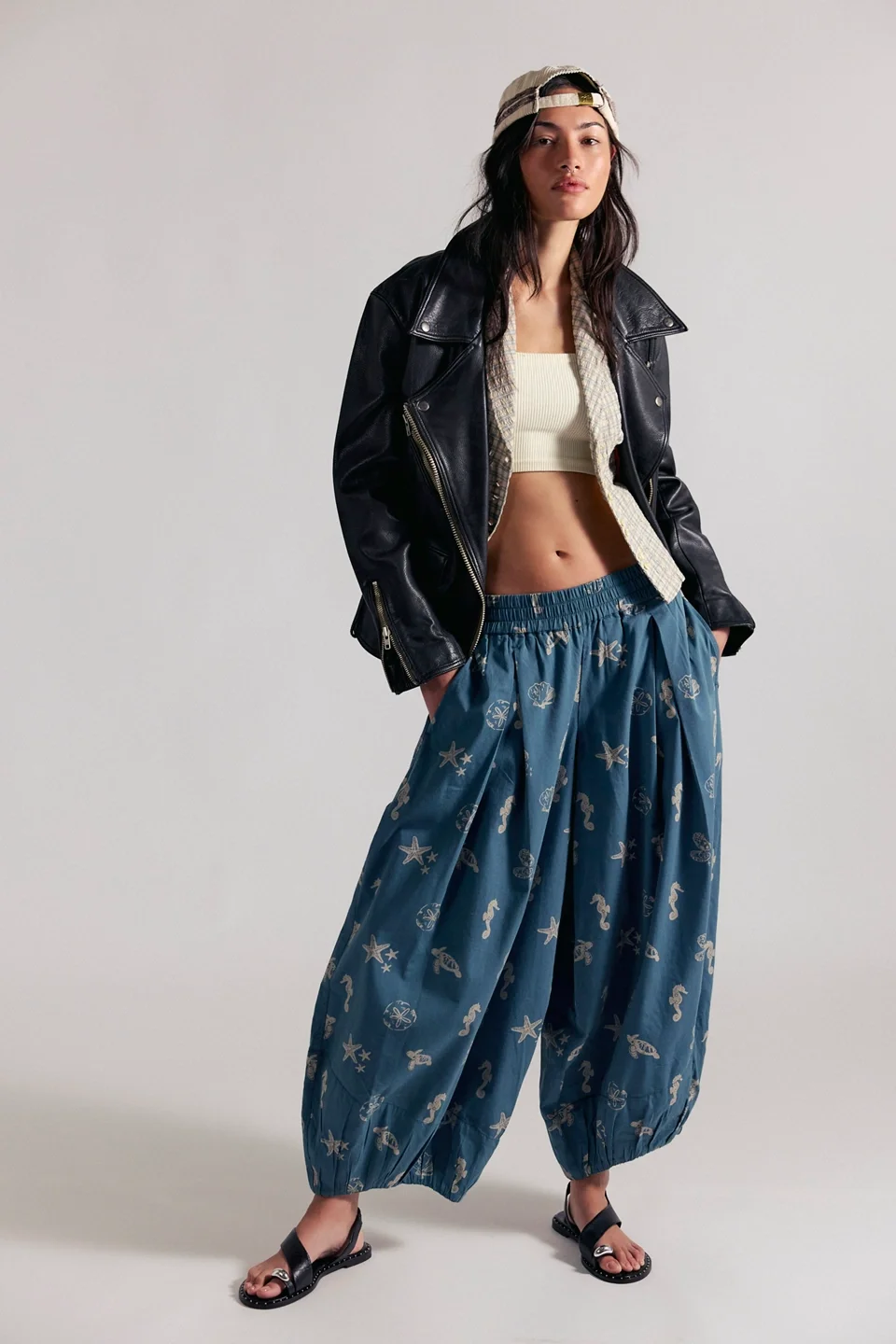 Moonflower Printed Pull-On Balloon Pants - 1
