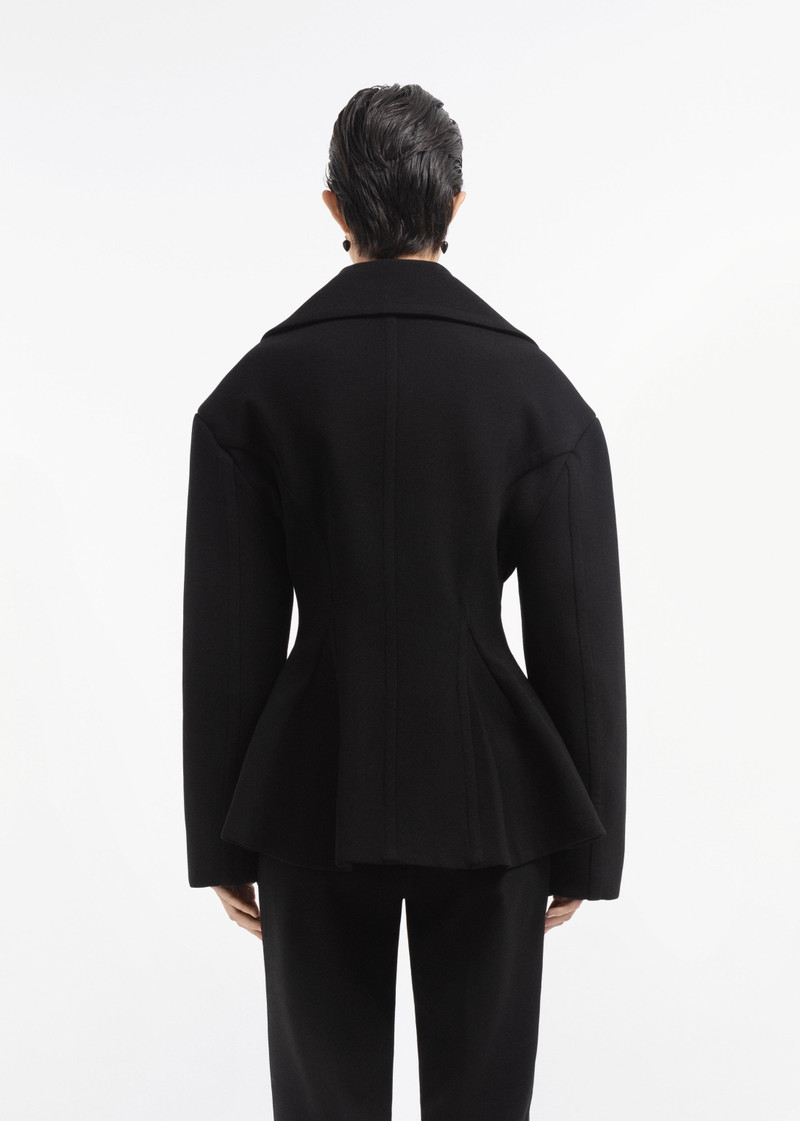 Oversized Double Breasted Peplum Jacket in Wool 5