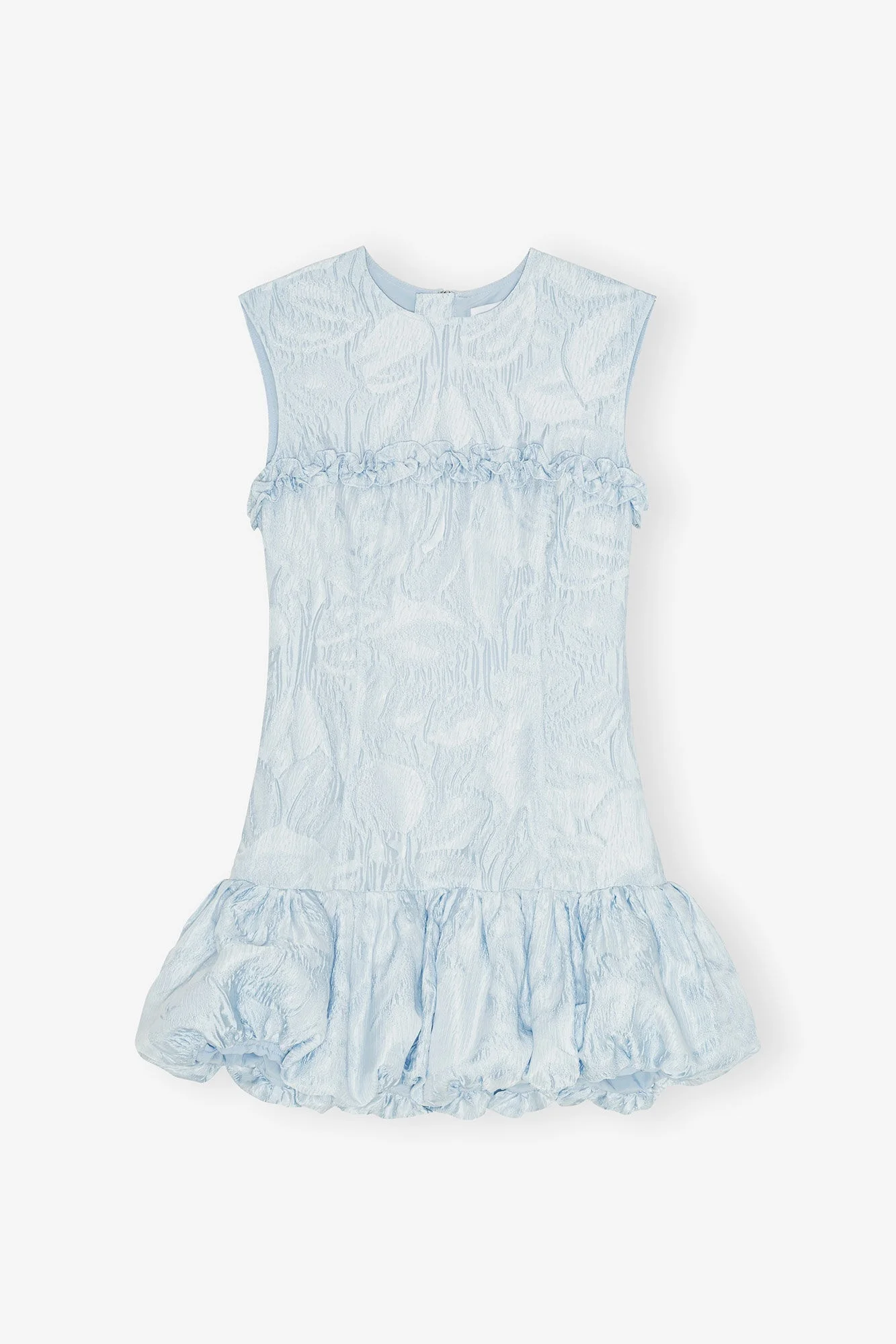 BLUE TEXTURED CLOQUE CORSET MINI DRESS - 1