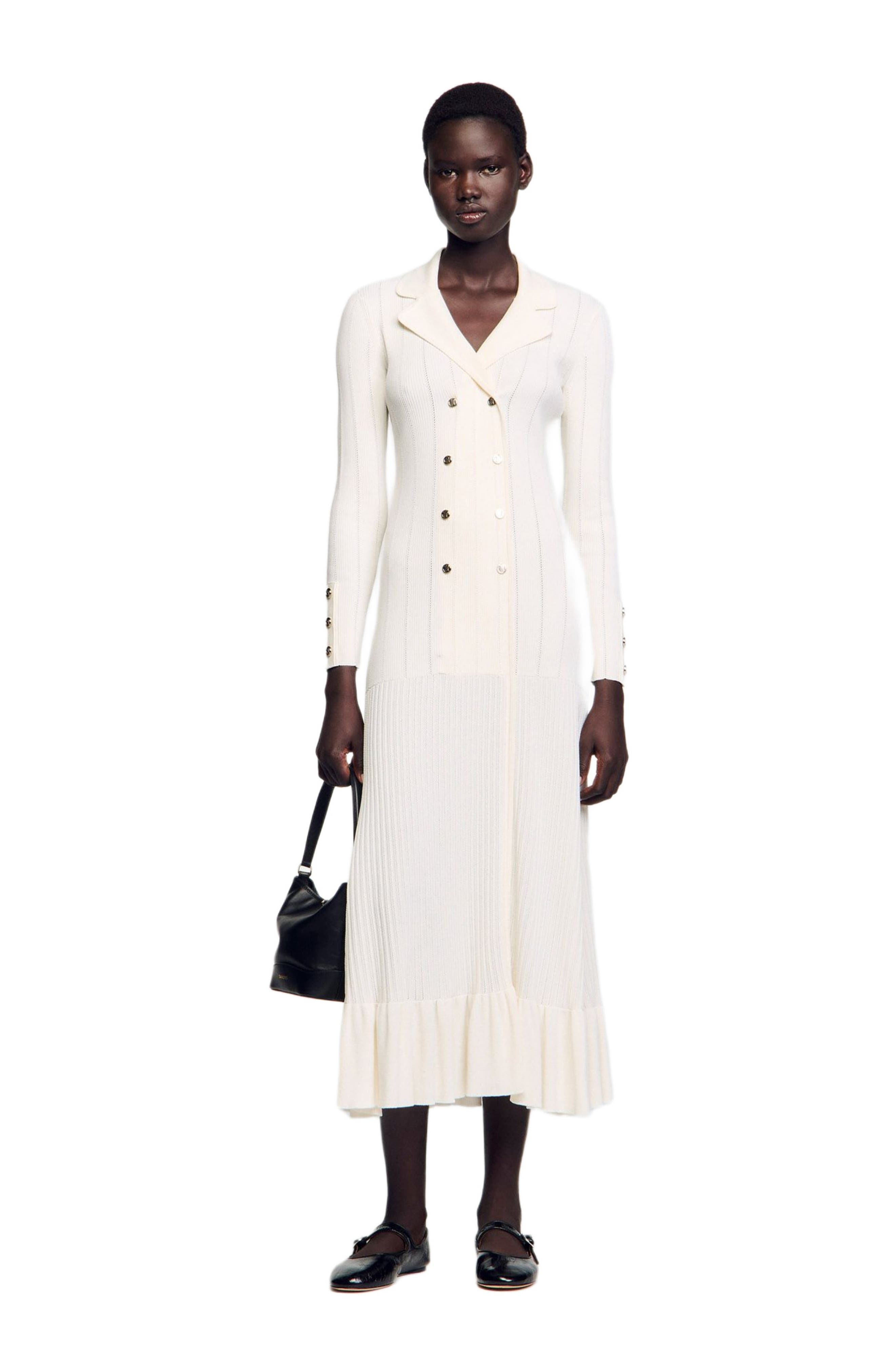 SANDRO Knit maxi dress in Ecru at Nordstrom - 6