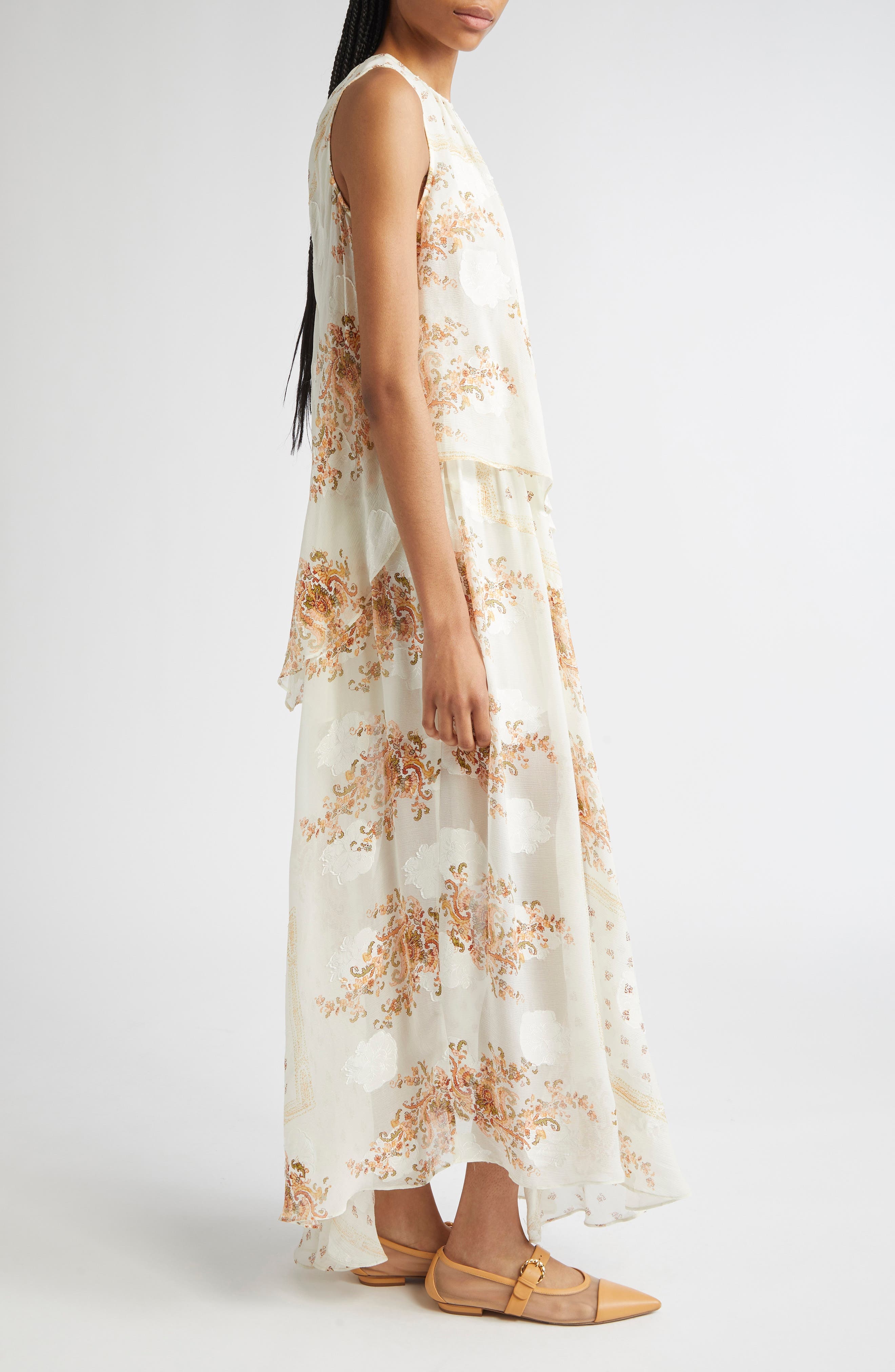 Ulla Johnson Caprice Floral Layered Silk Blend Dress in Alabaster at Nordstrom - 3