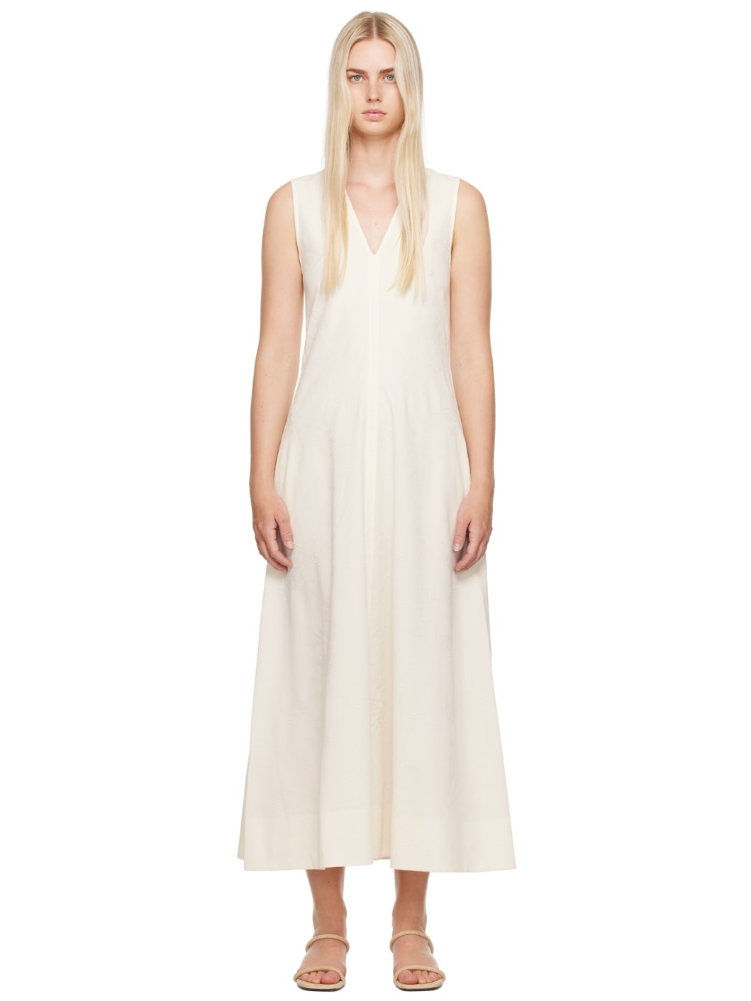 Off-White V-Neck Maxi Dress - 1