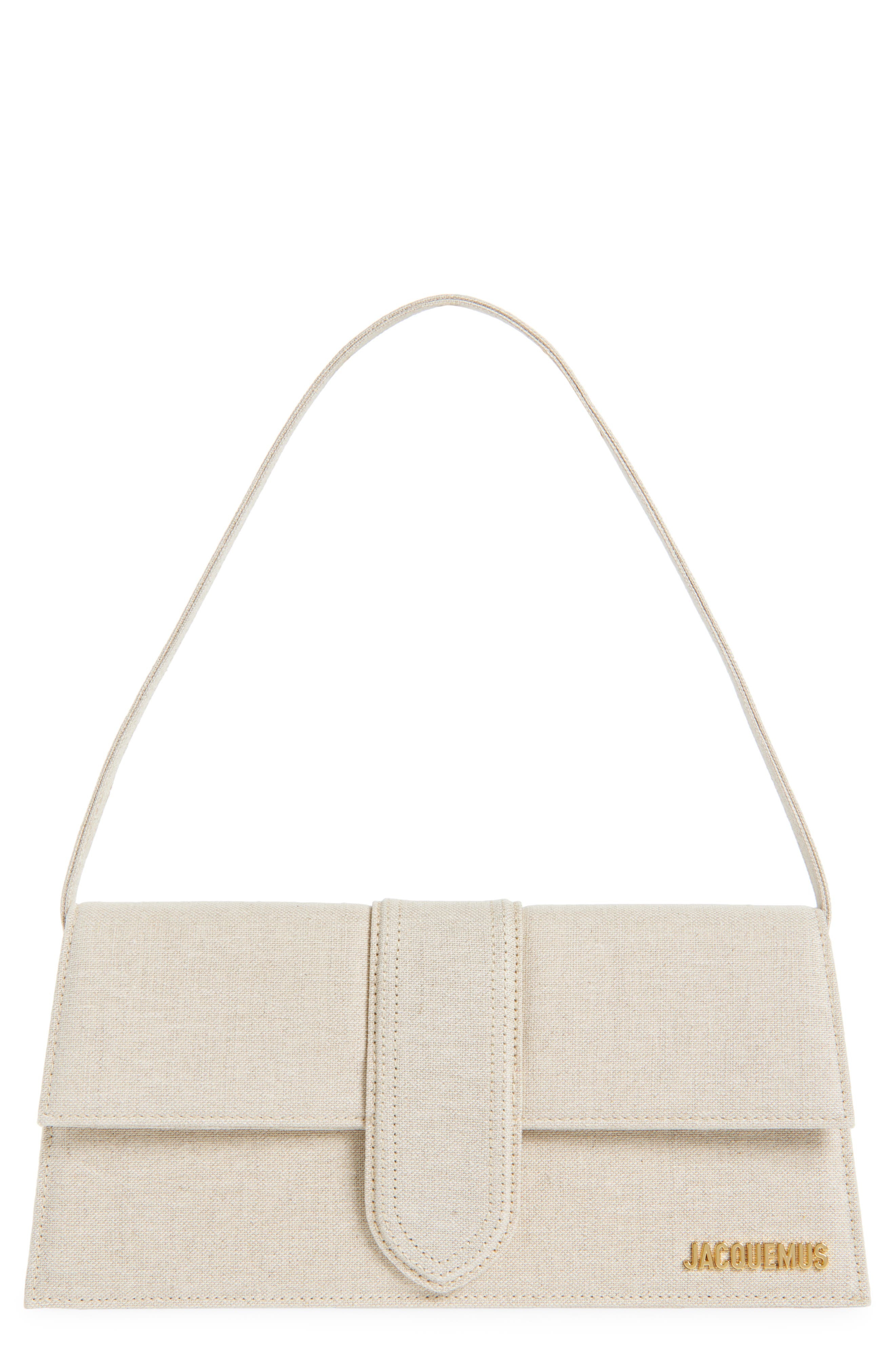 Jacquemus Long Le Bambino Leather Shoulder Bag in Light Greige 140 at Nordstrom - 1