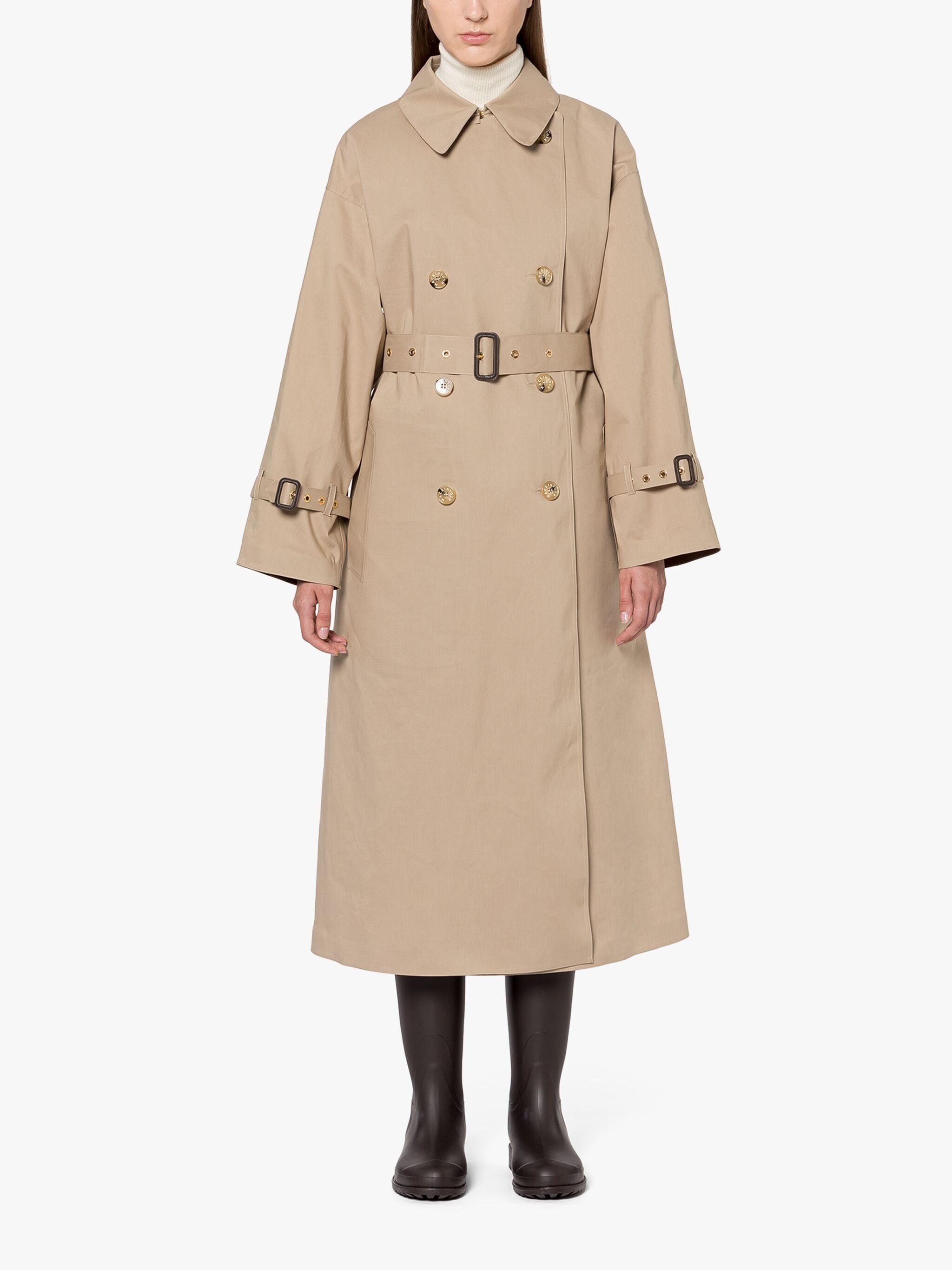 BUCKHOLME FAWN BONDED COTTON TRENCH COAT - 3