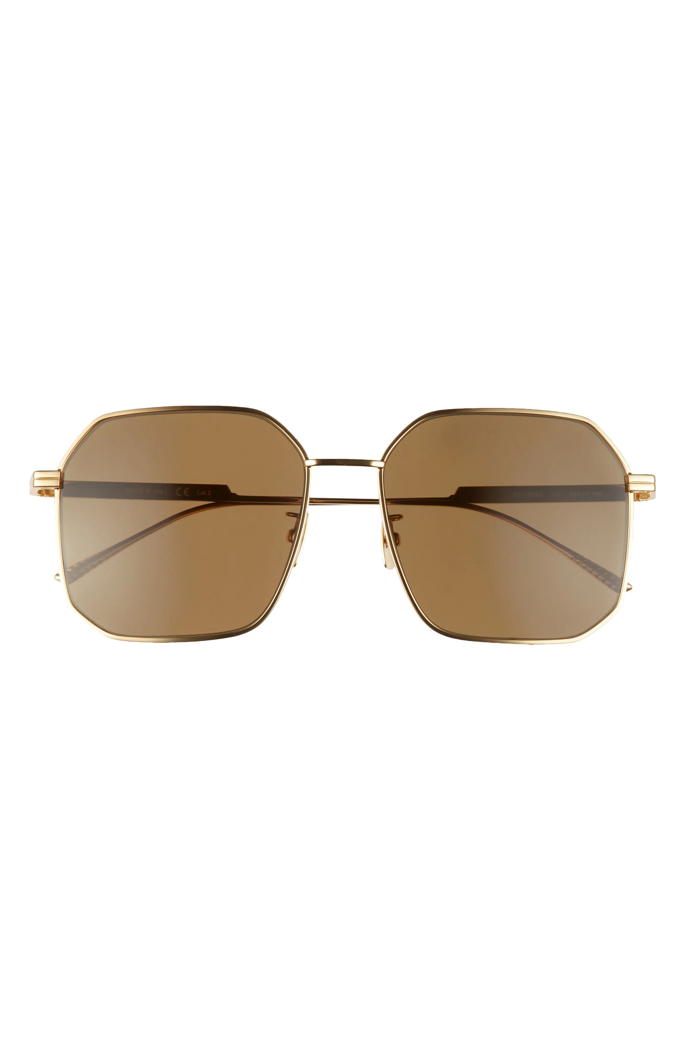 58mm Square Sunglasses in Gold/Brown - 1