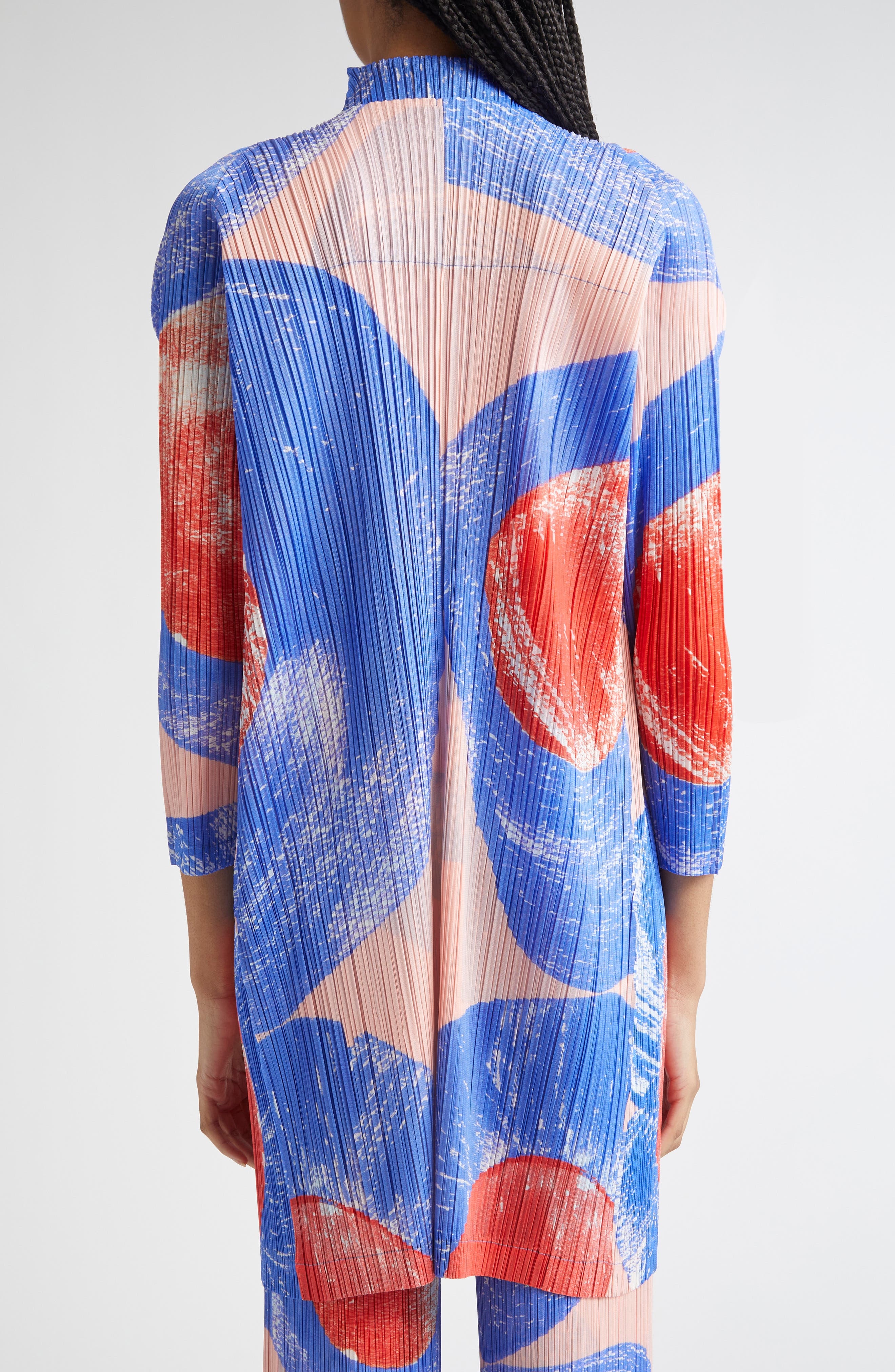 Pleats Please Issey Miyake Backlight Pleated Cardigan in Red/Blue at Nordstrom - 3