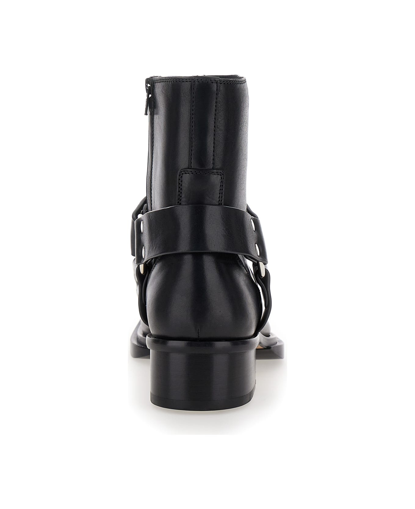 Black Ankle Boots With Harness Detail In Leather Man - 4