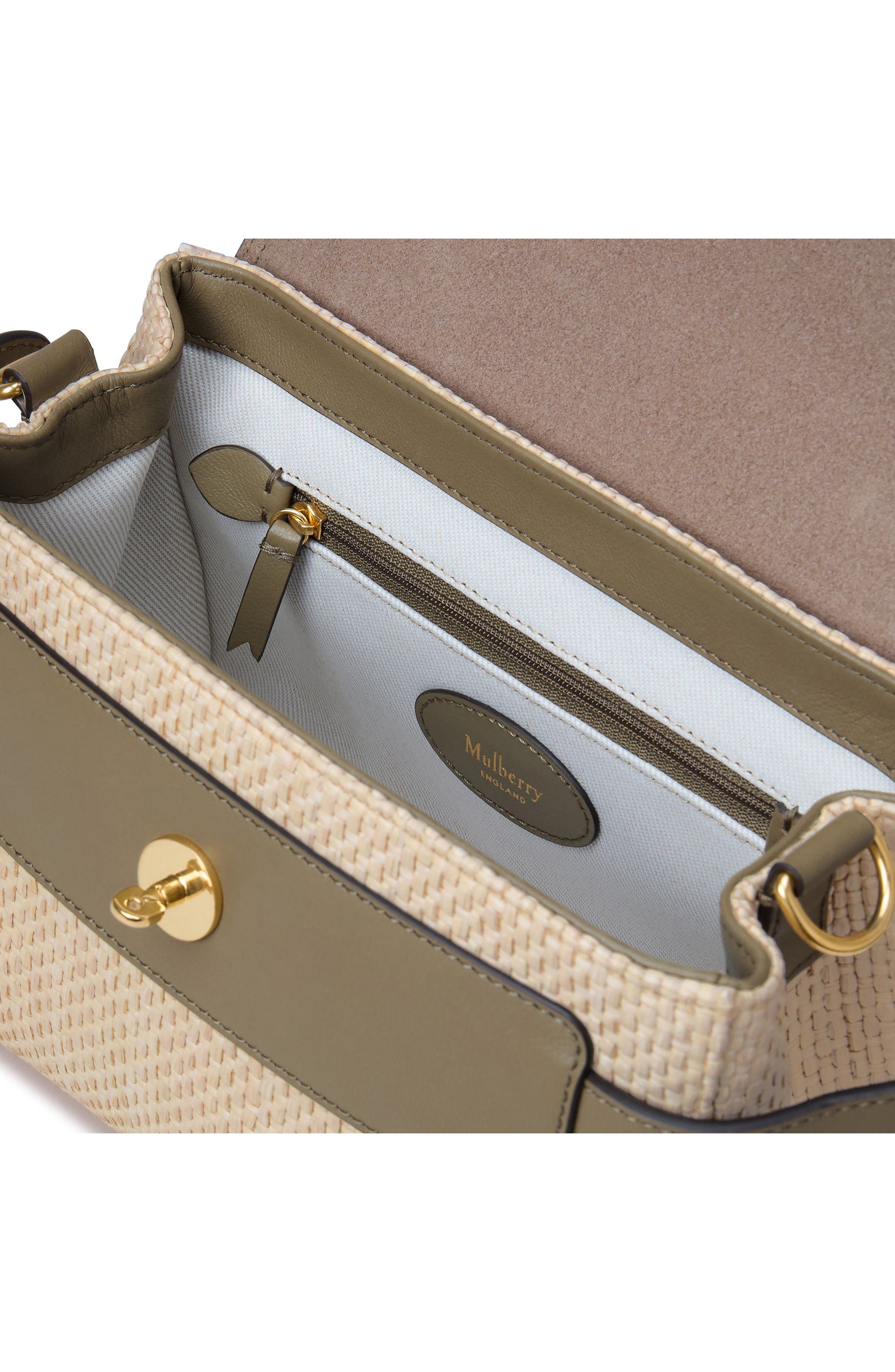 Mulberry Mini Alexa Raffia & Leather Satchel in Linen Green/Natural at Nordstrom - 4