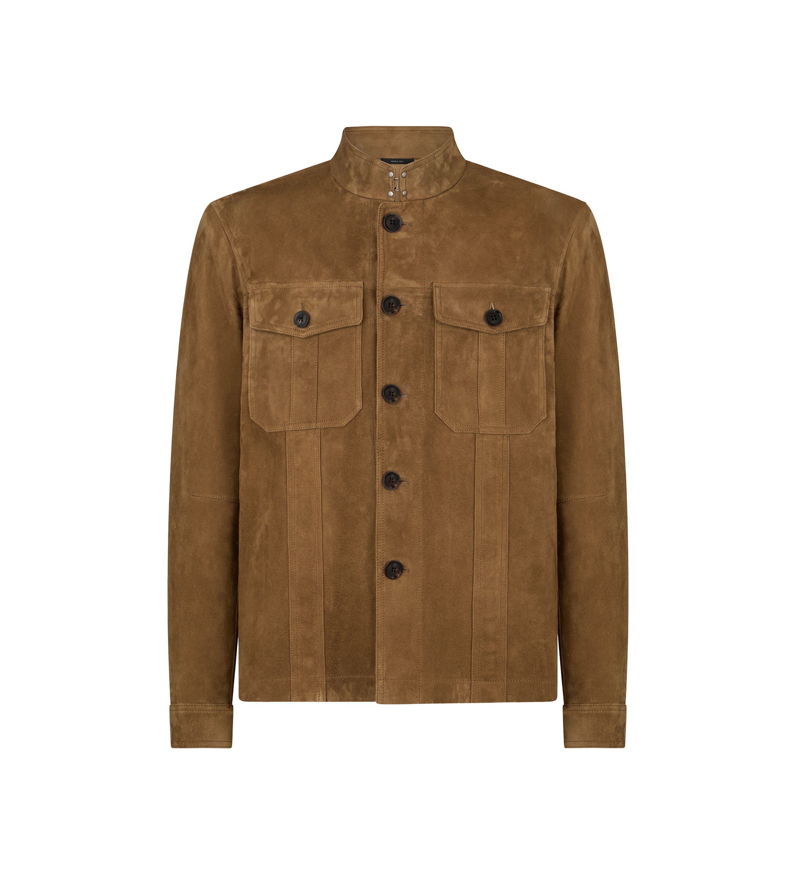LIGHT SUEDE STAND COLLAR OUTERSHIRT - 1