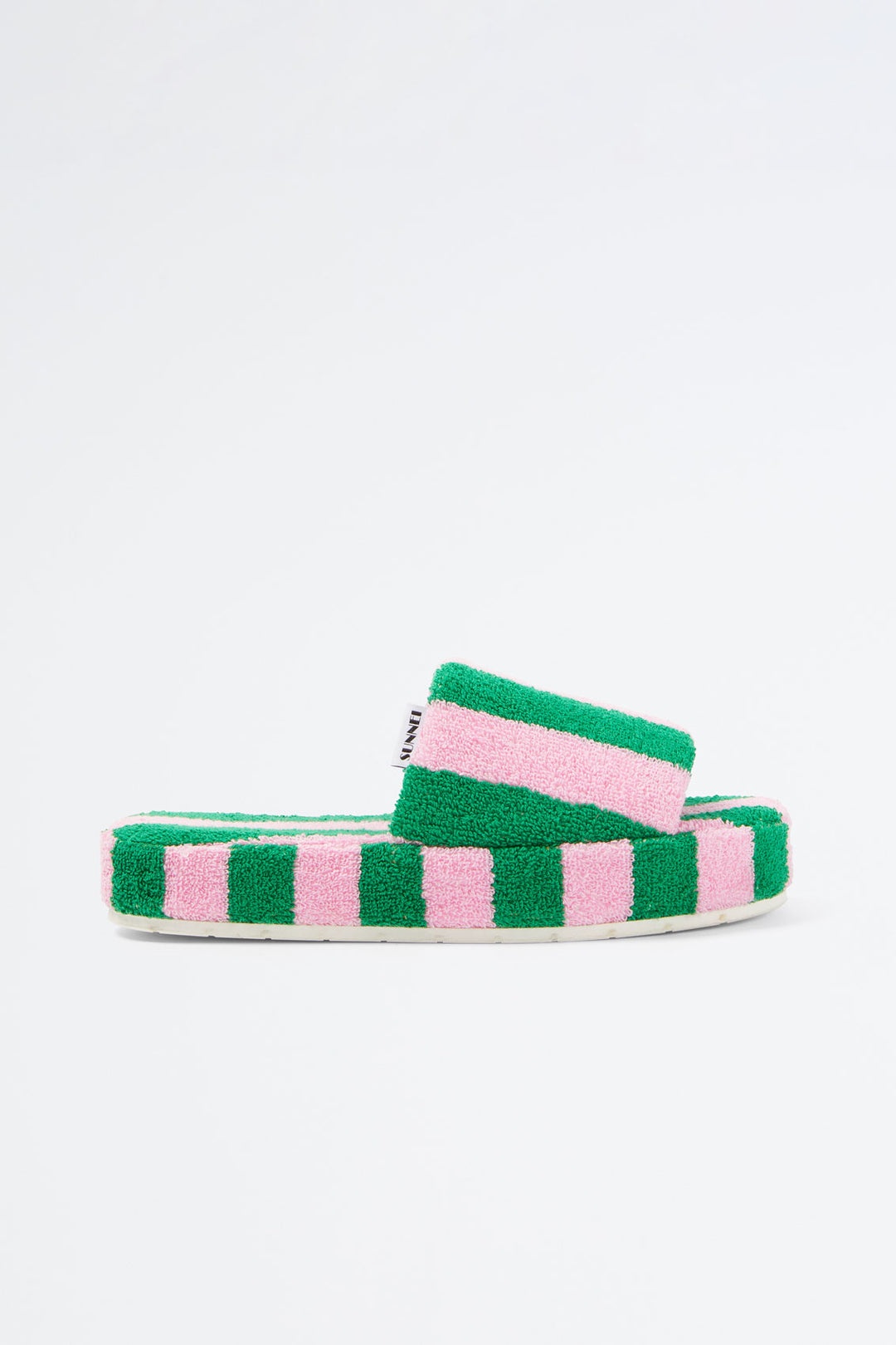 PINK & GREEN STRIPED COTTON SLIDERS - 1