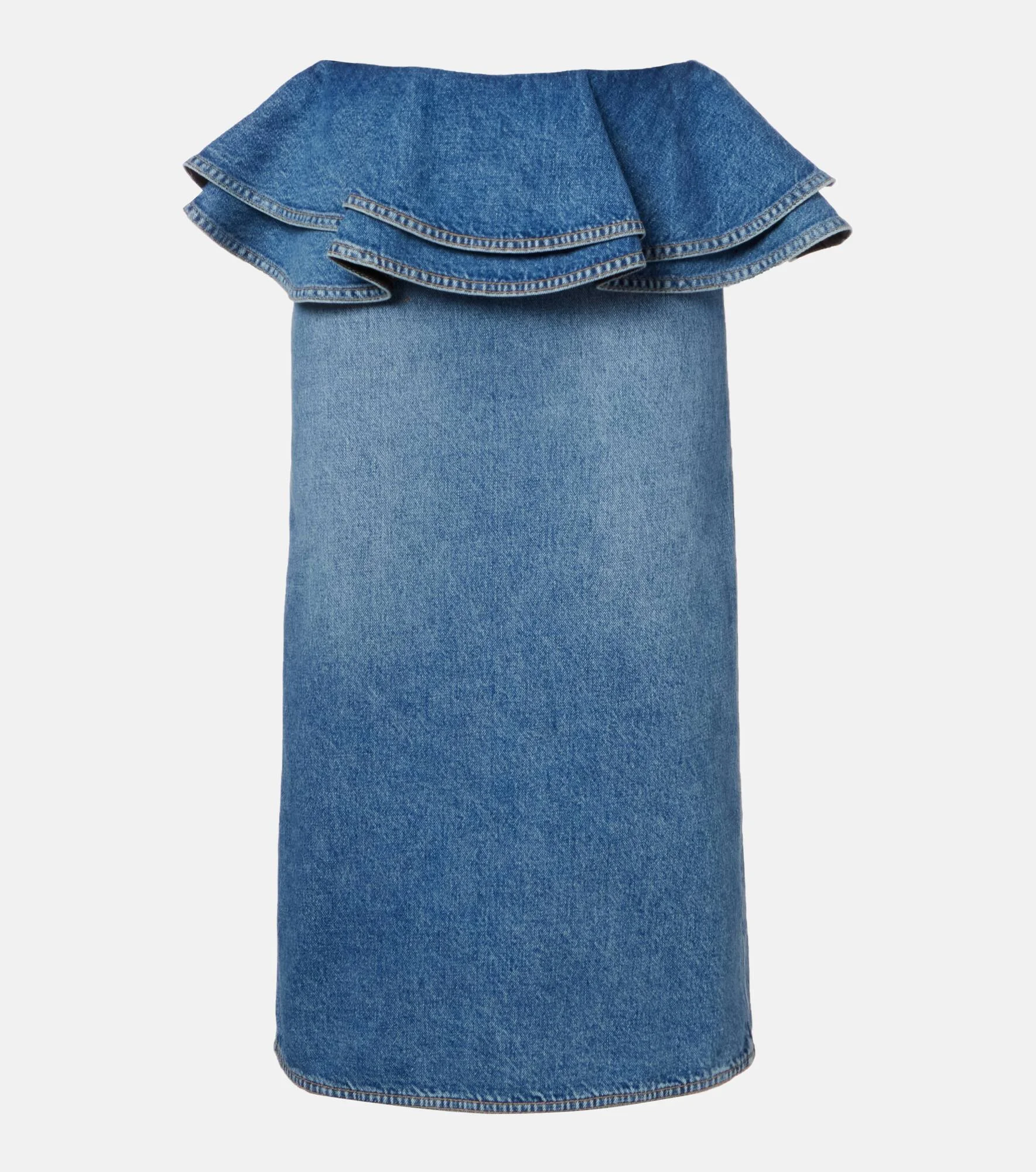 Peplum denim midi skirt - 1