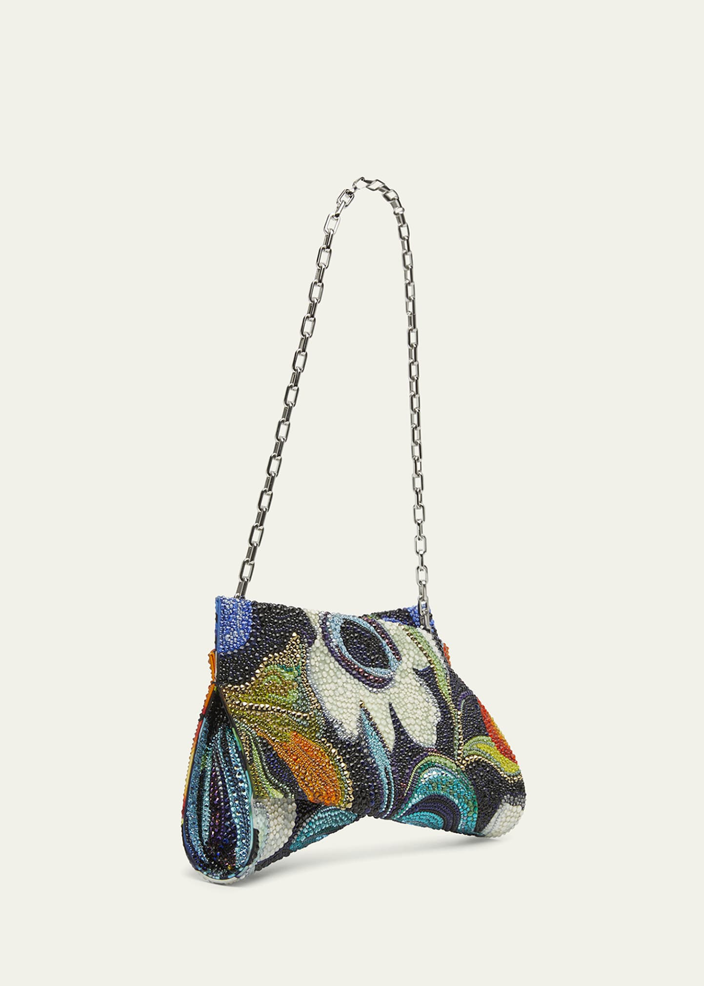Loubi54 Small Shoulder Bag in Flower Strass Naplak Leather - 3