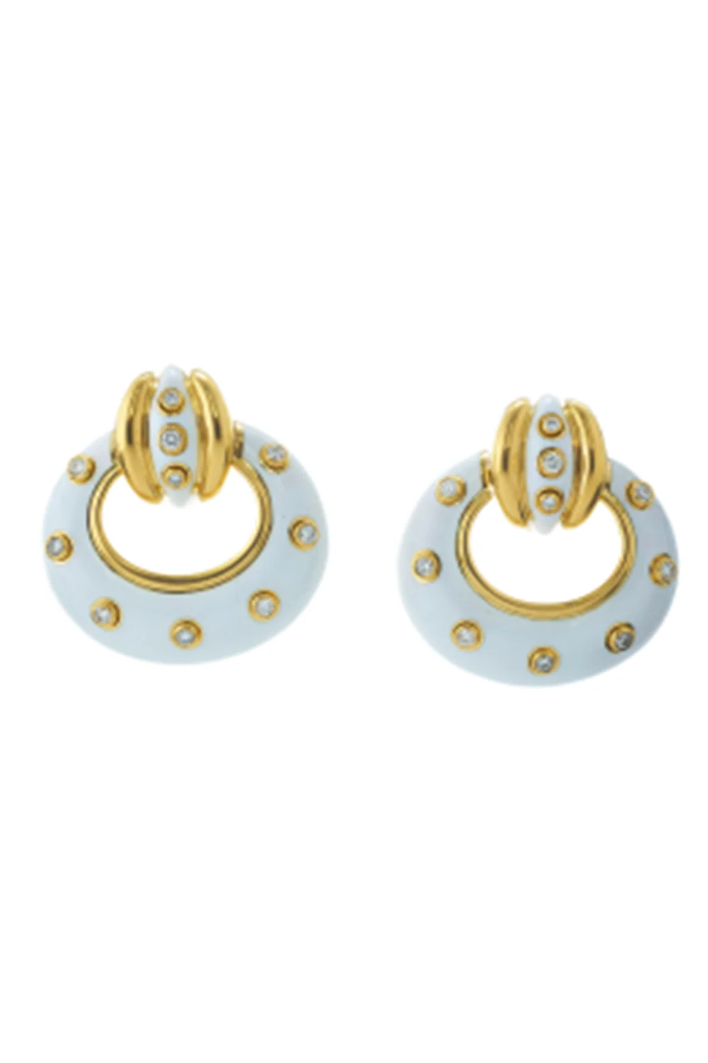 Diamond White Stud Doorknocker Earrings - 1