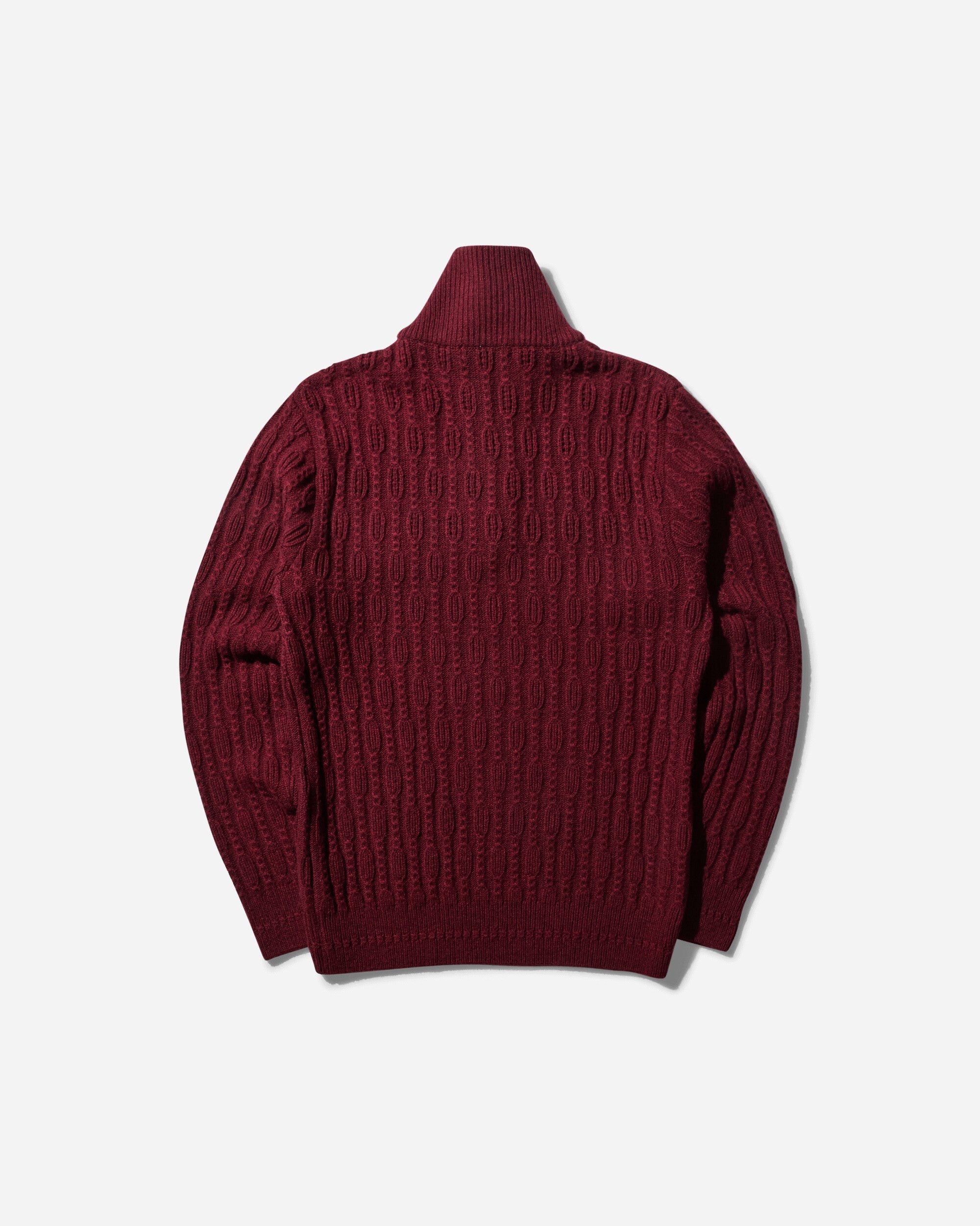 Women's Troyer Knit Sweater with Gloves Burgundy - 2