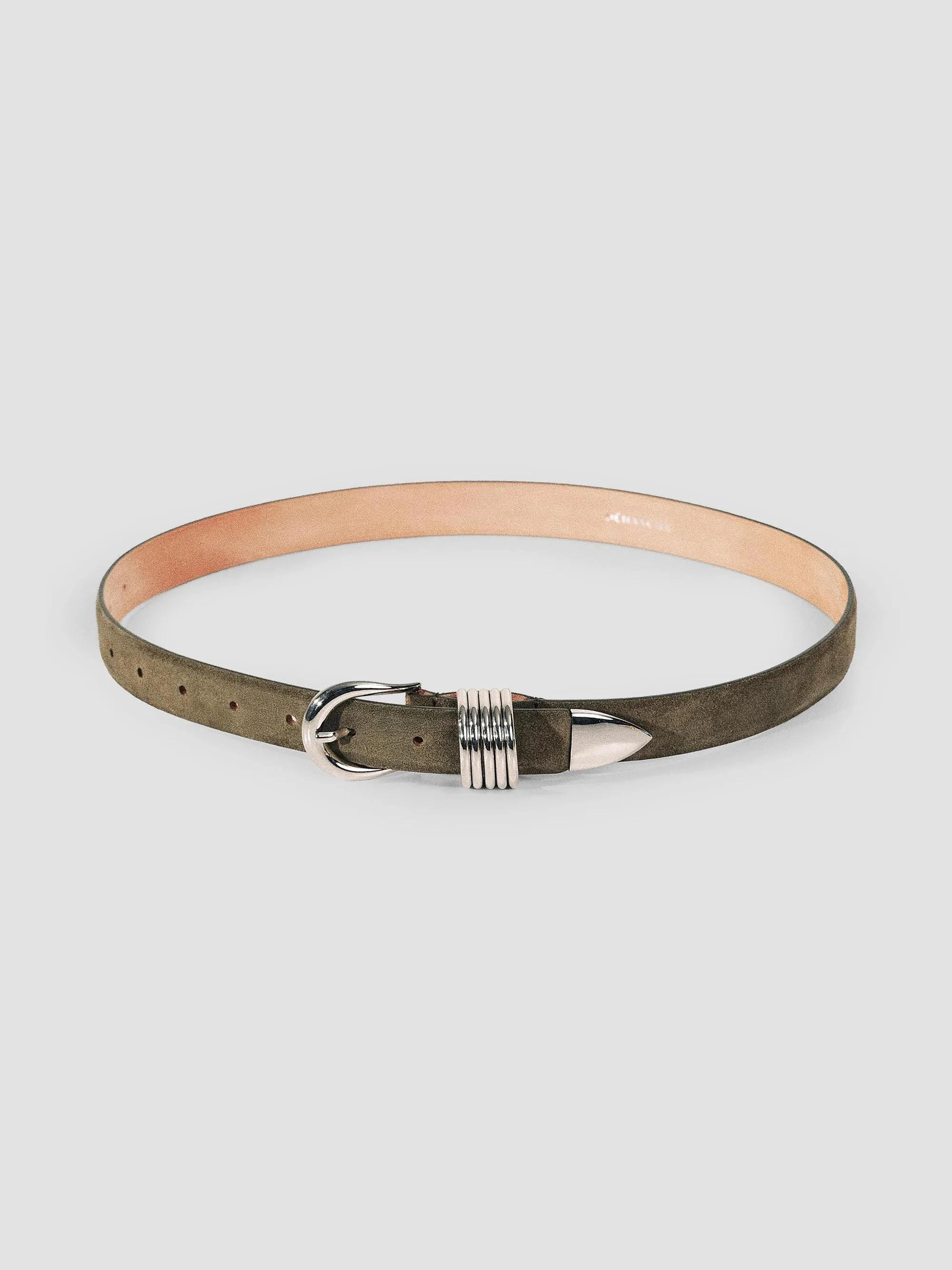 Women's Hollyhock Suede Belt - Truffle And Silver - 1