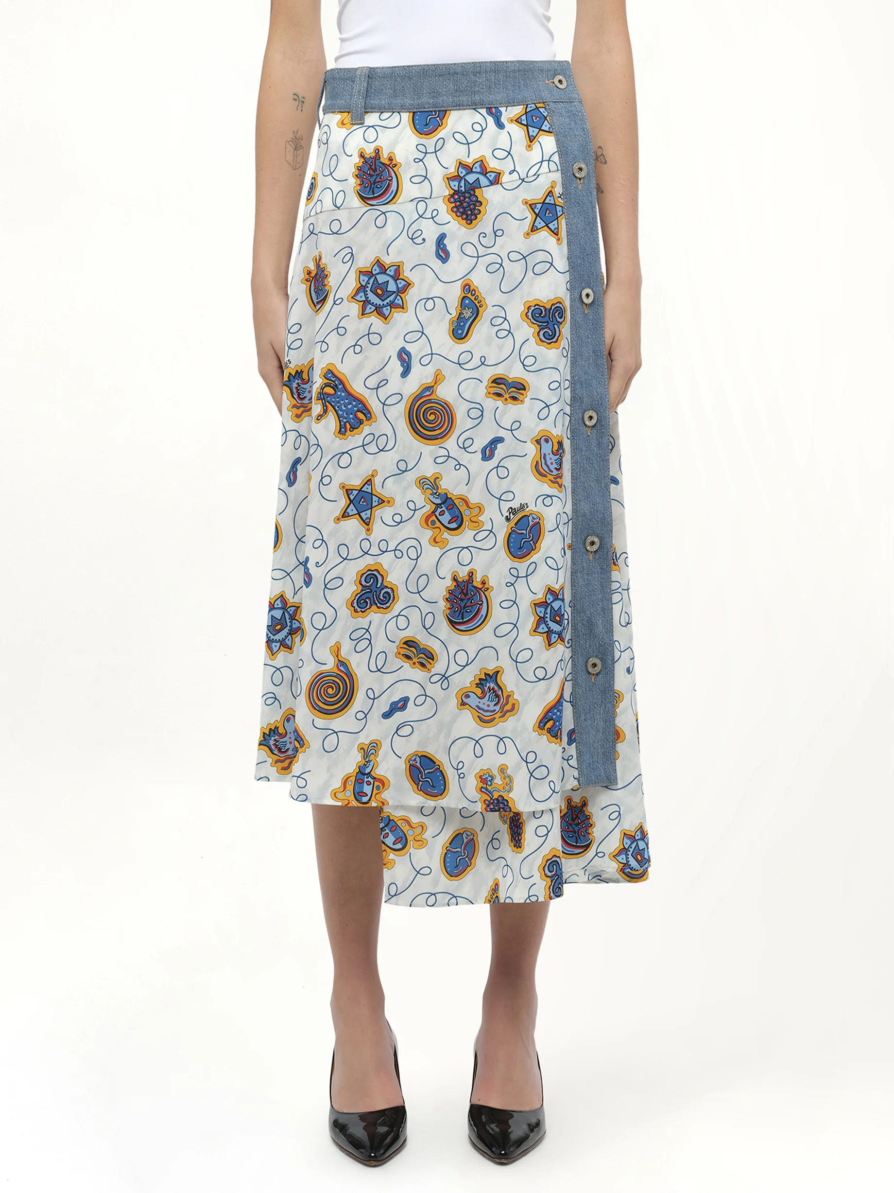 Loewe x Paula Prt Skirt Denim in White - 1