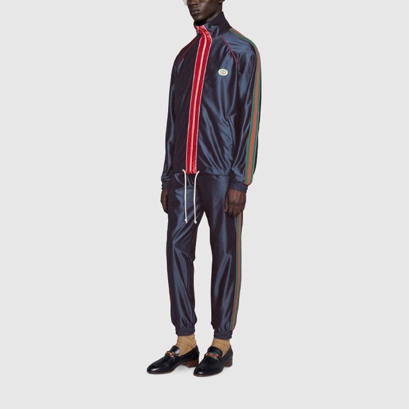 GUCCI Shiny jersey pant with Web outlook