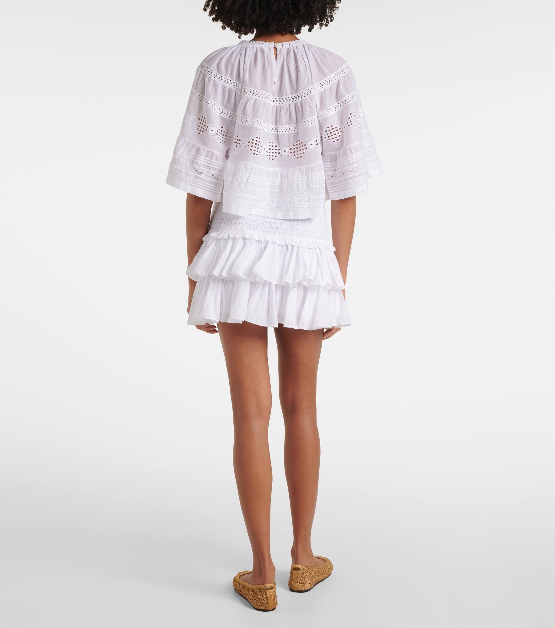 Dilama lace-trimmed cotton voile top - 3