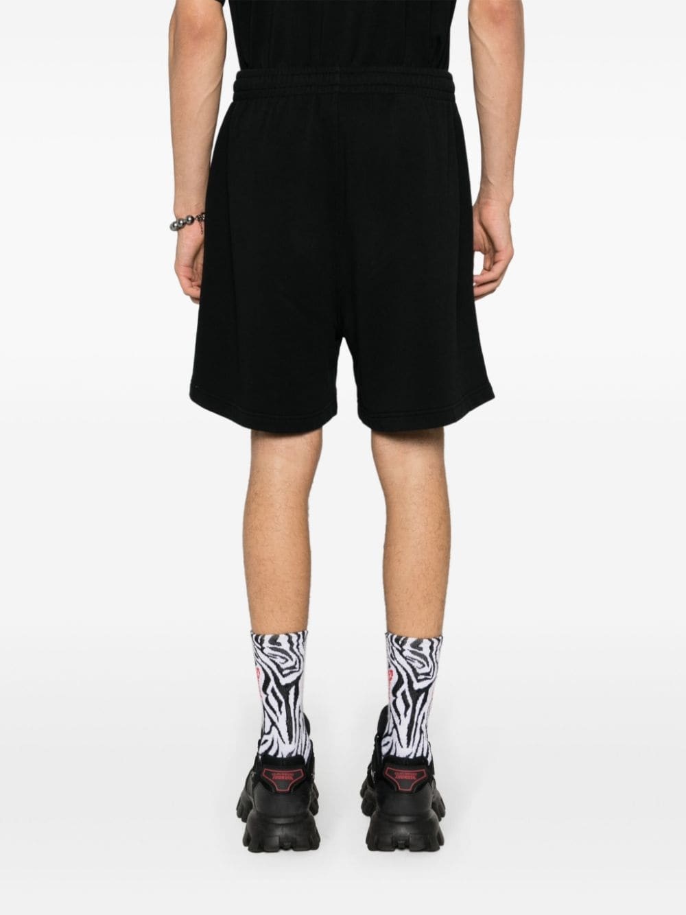 logo-embroidered cotton track shorts - 4