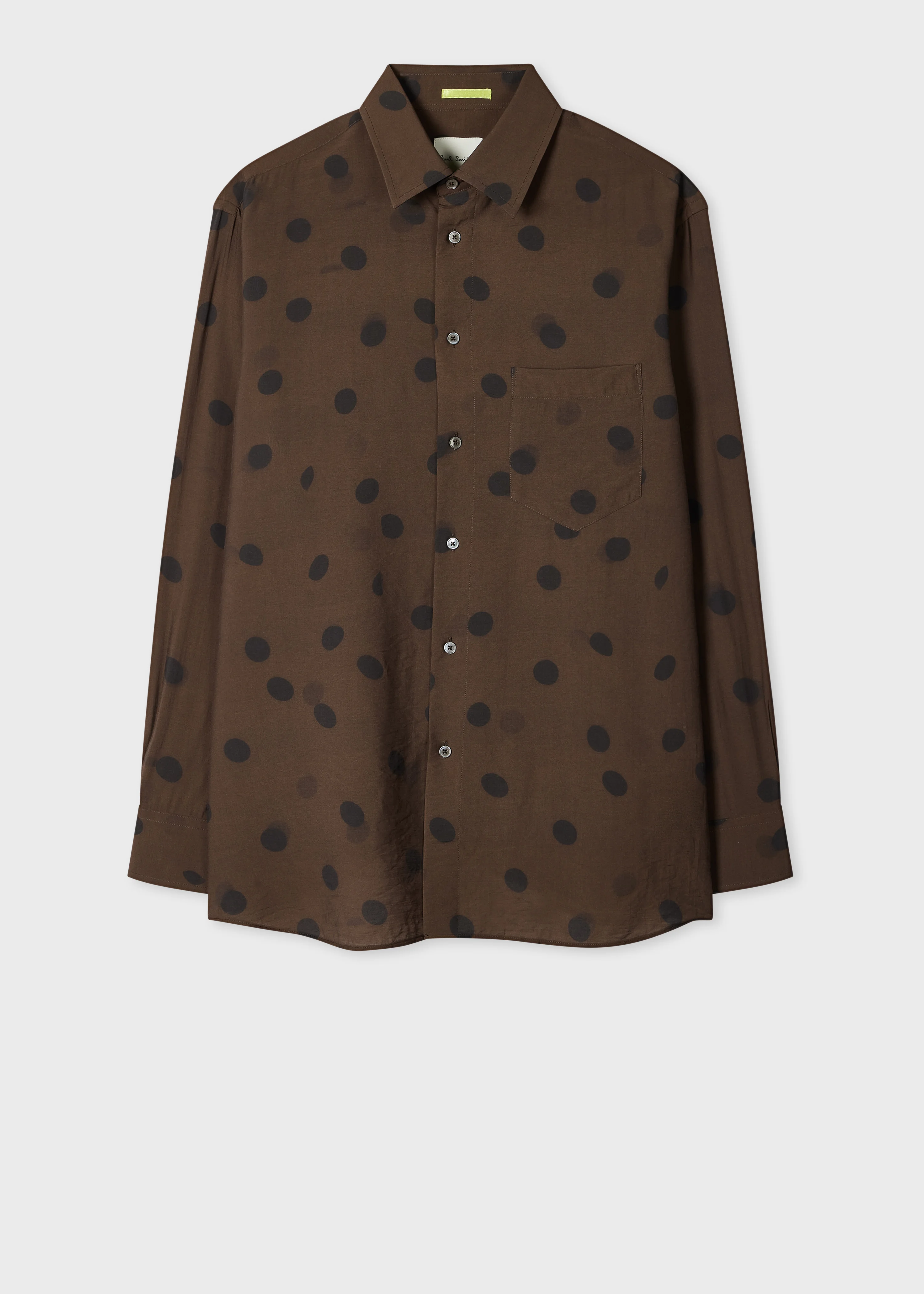 Brown Shadow Polka Viscose-Wool Shirt - 1