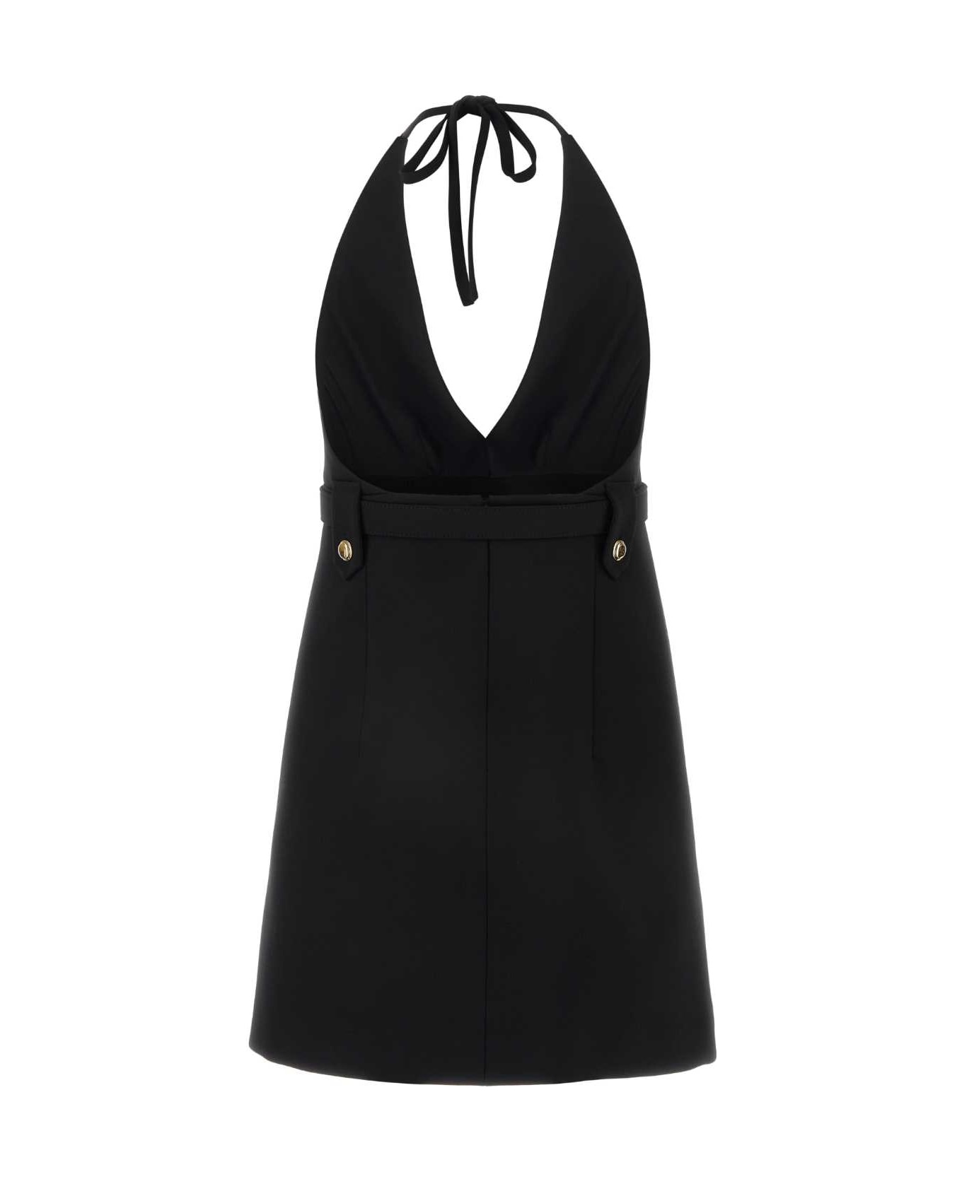 Black Stretch Wool Dress - 2