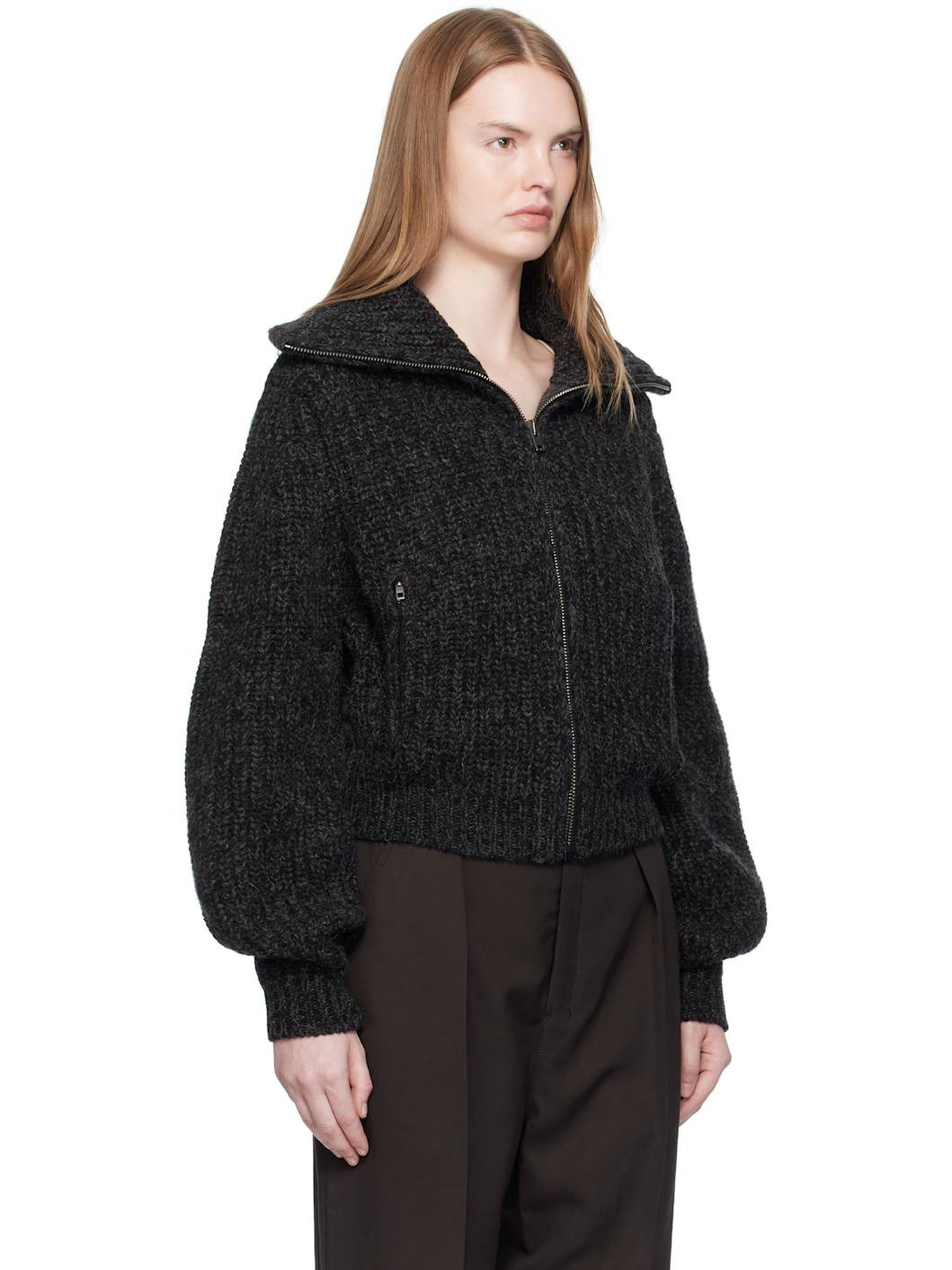 Gray Zipped Cardigan - 2