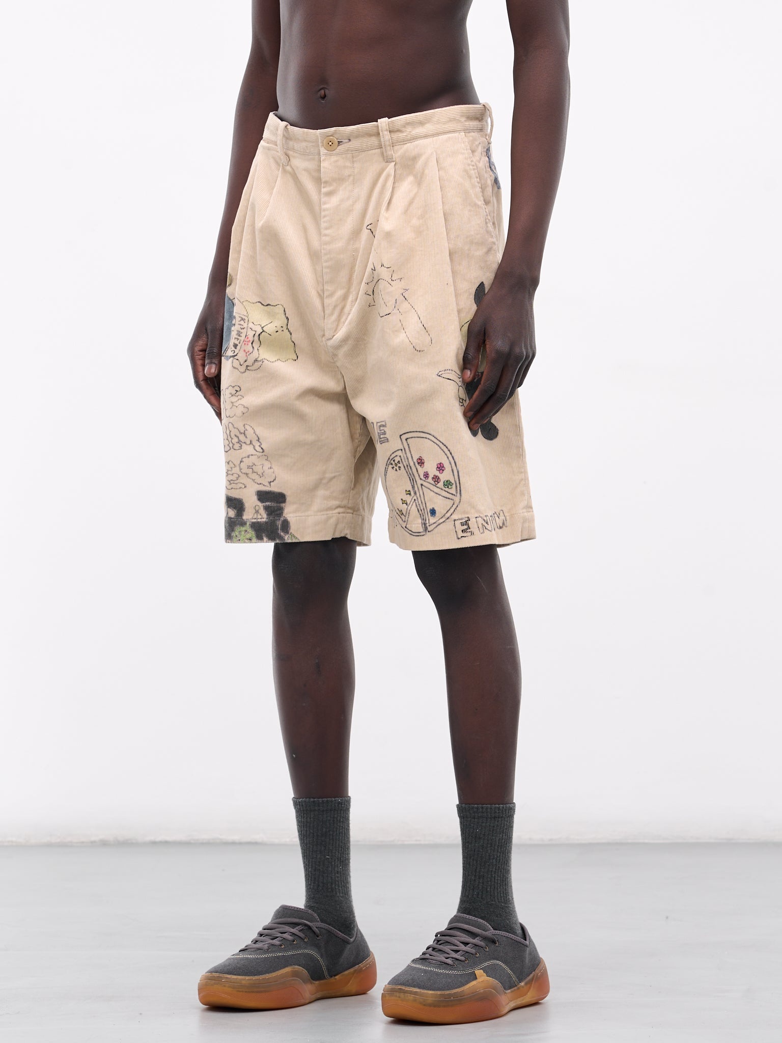 'Memorial Paint' Baggy Corduroy Shorts - 2