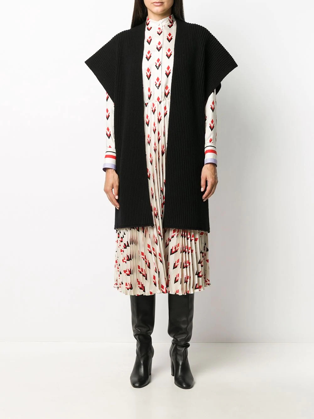 VLTN intarsia-knit poncho - 3