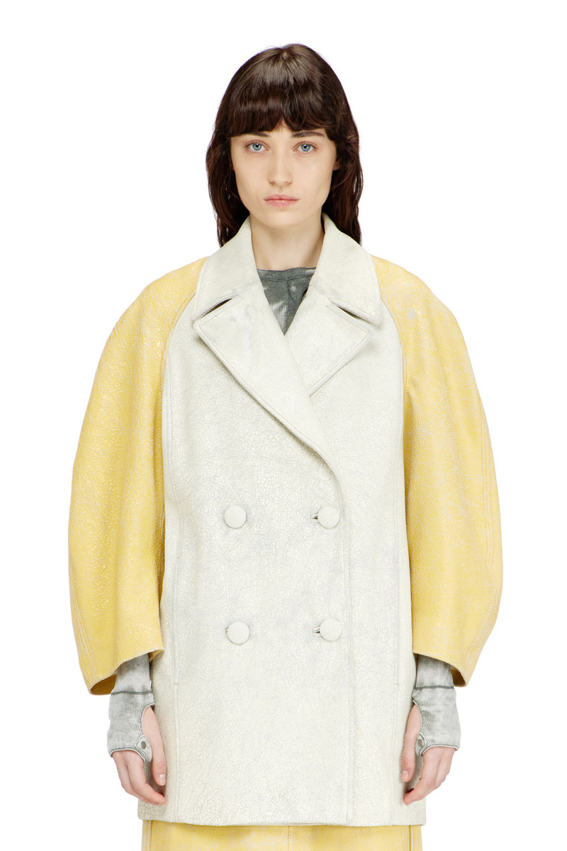 COCOON-SLEEVE PEACOAT IN CRACKED LEATHER 3