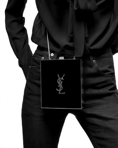 SAINT LAURENT tuxedo box bag in shagreen-embossed leather and metal outlook