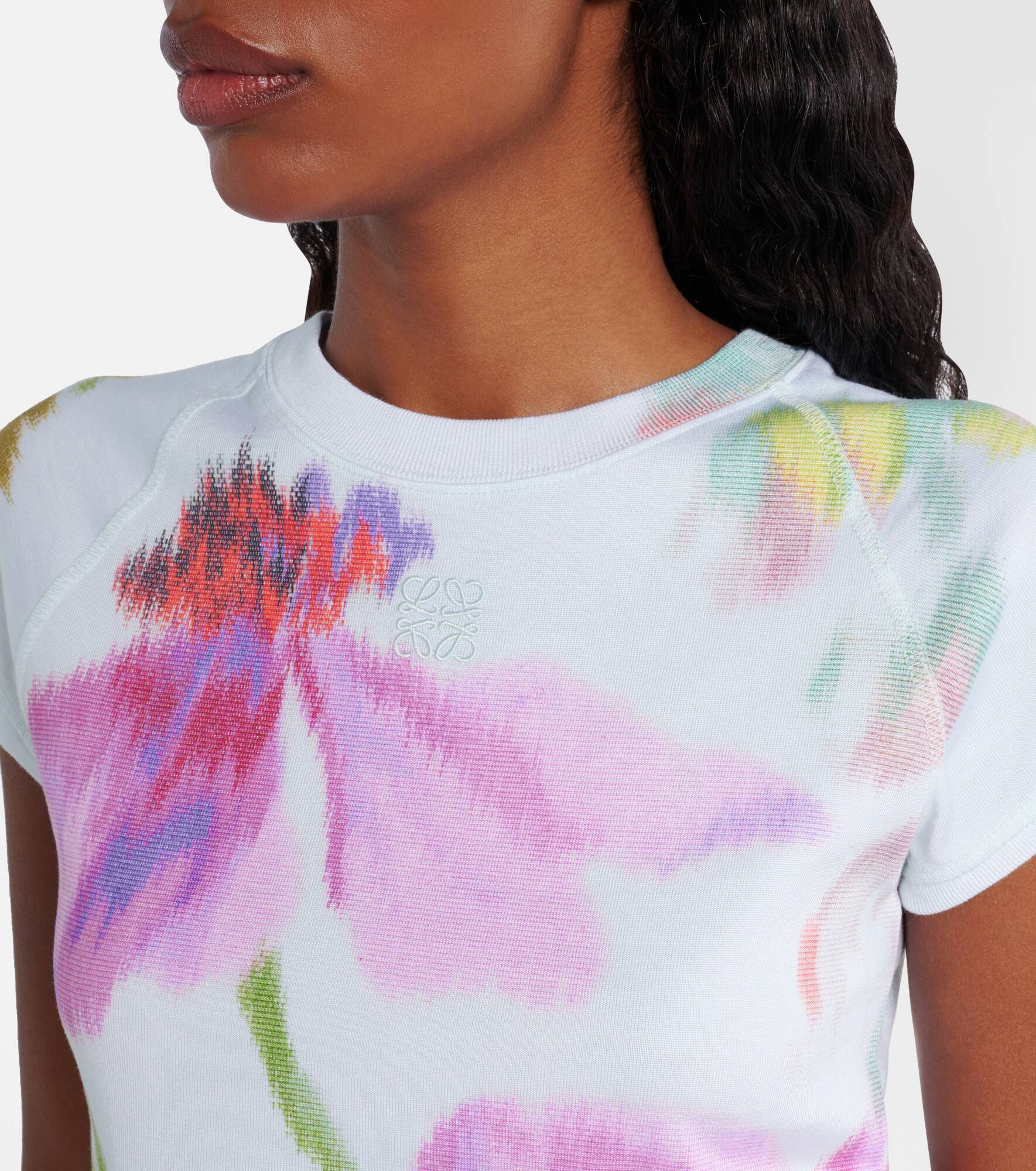 Floral cotton-blend T-shirt - 4