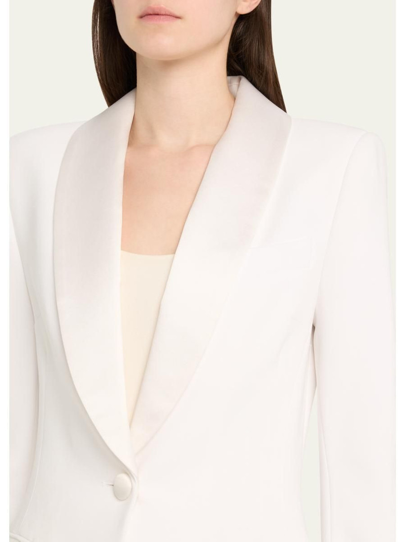 Satin Shawl Lapel One-Button Blazer 5