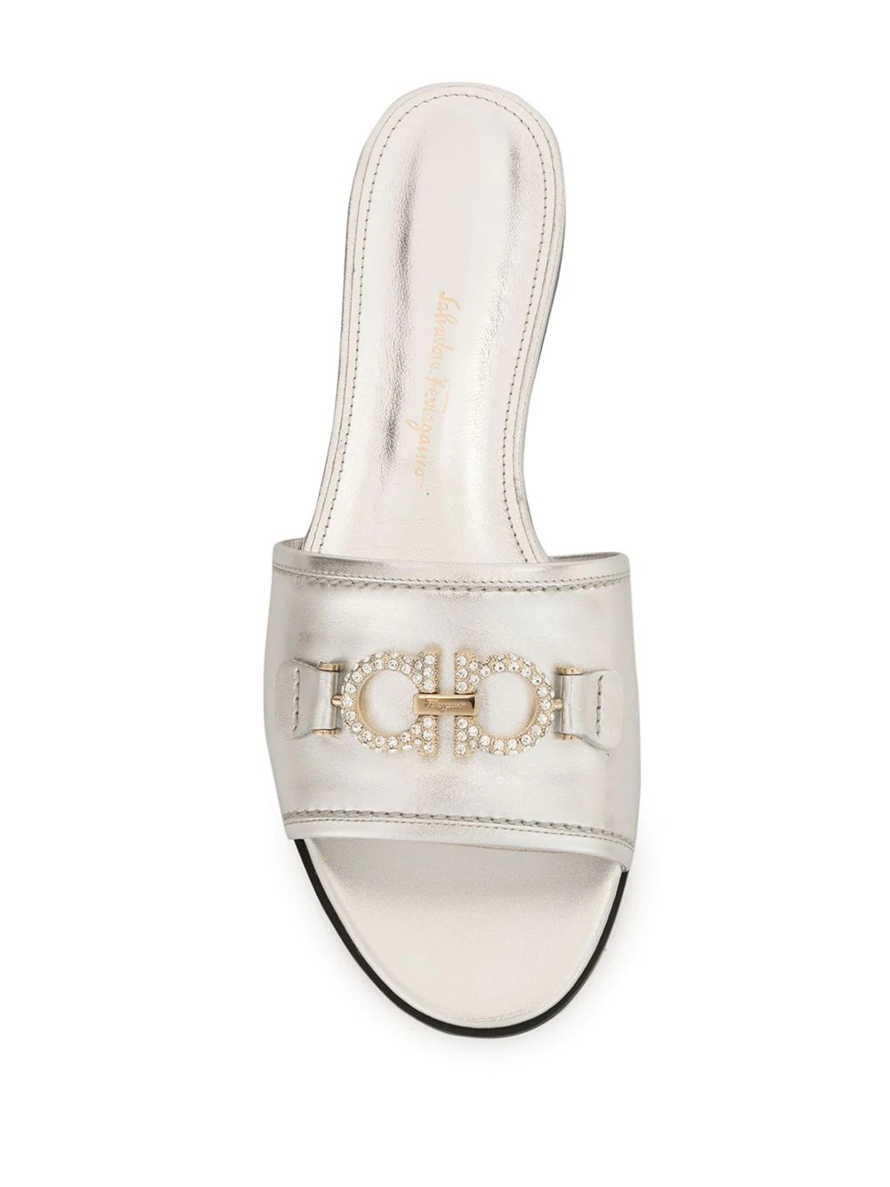 silver gancini detail open toe sandals - 4