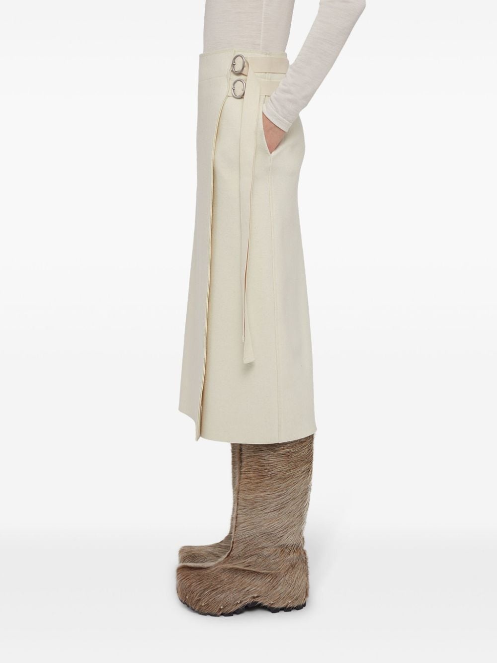 wrap-design wool midi skirt - 4