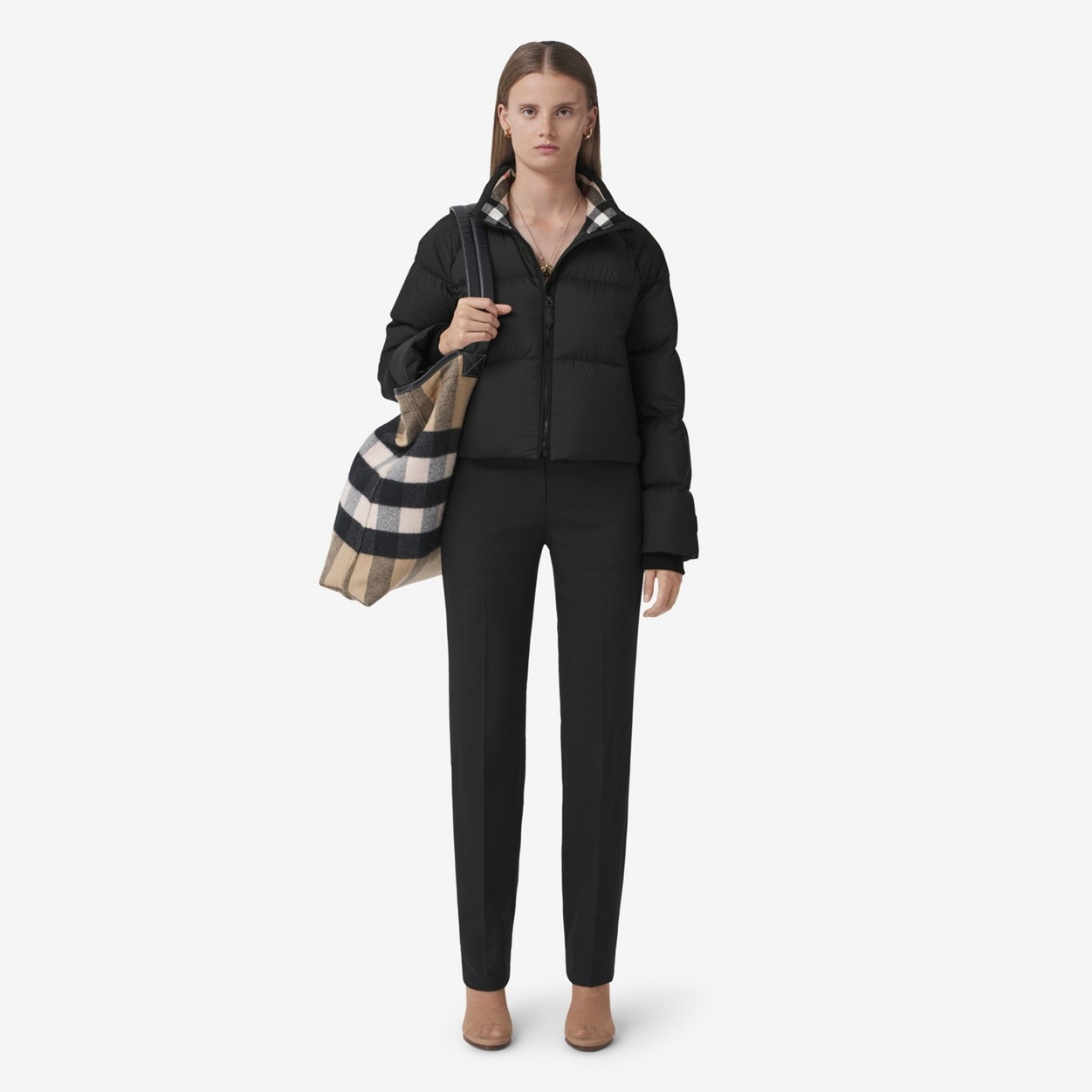 Logo Appliqué Cropped Puffer Jacket - 3