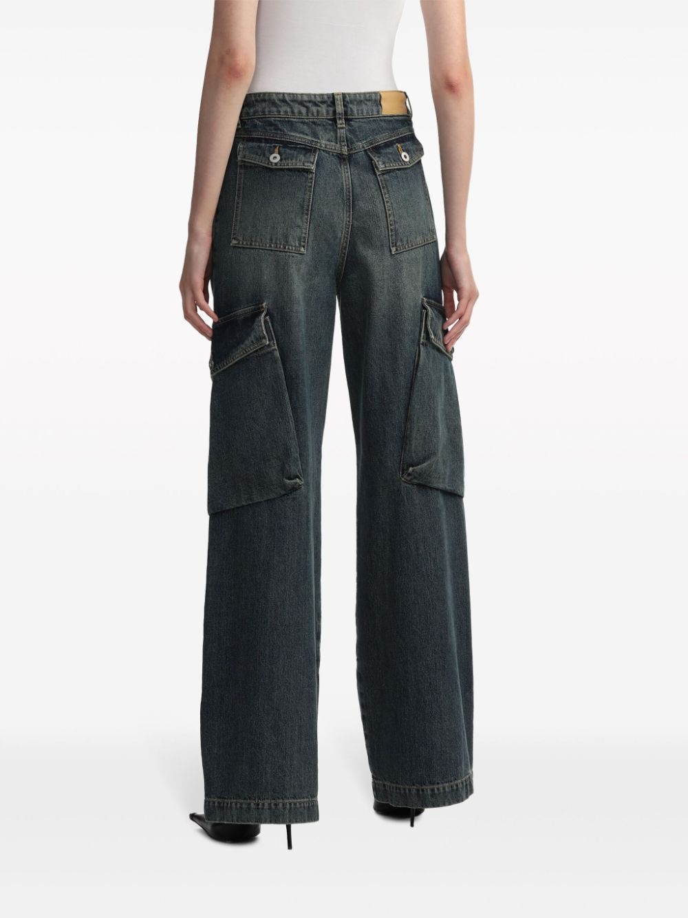 high-rise wide-leg cargo jeans - 4