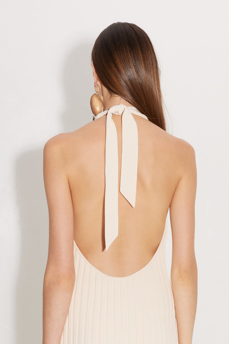 Junjo Fringe Knit Dress In Seashell 3