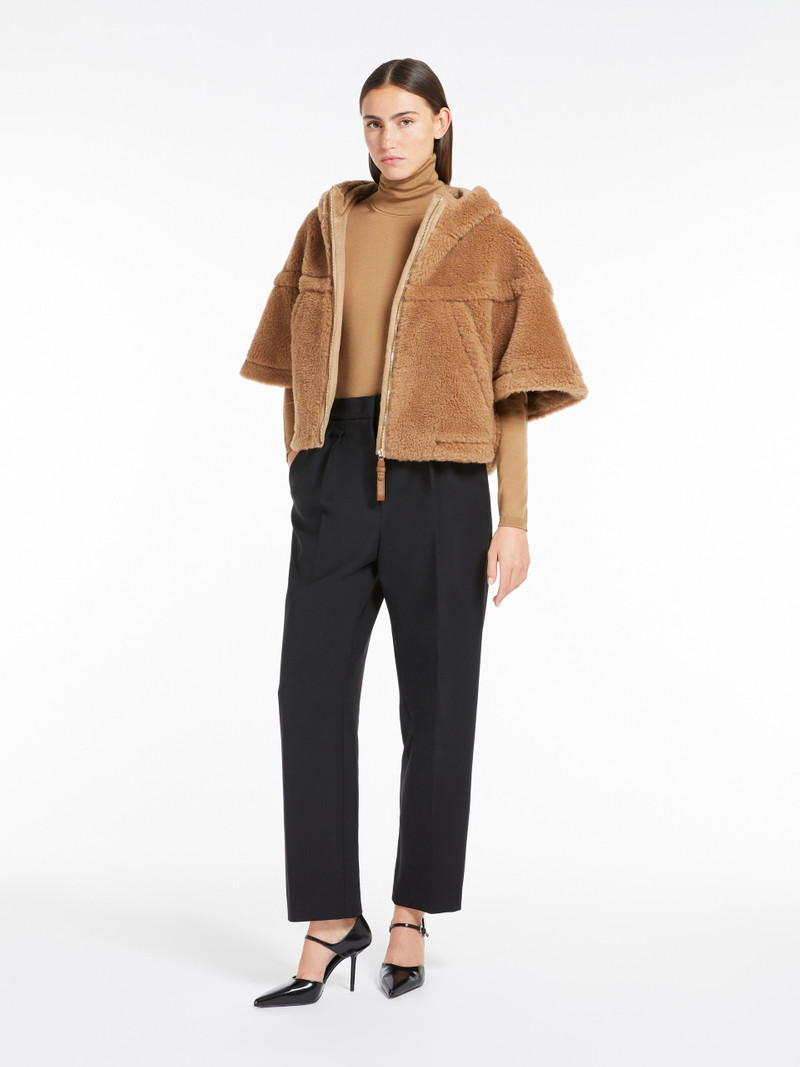Max Mara PETALO Teddy fabric boxy cape outlook