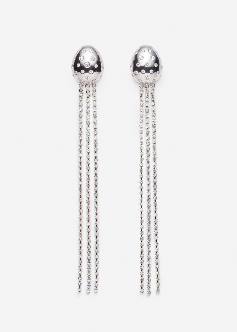 Embellished stud drop earrings in silver 1